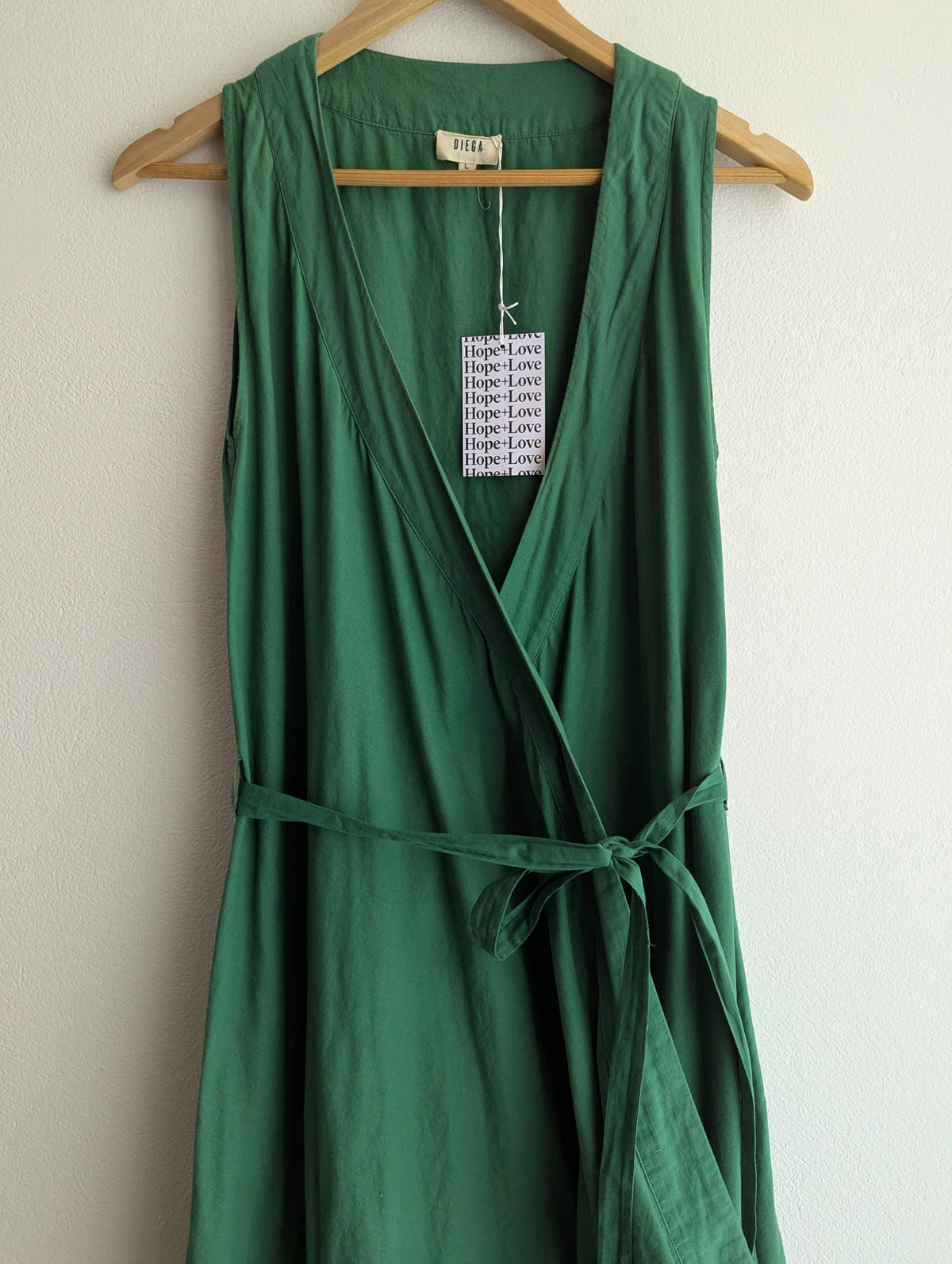 Diega Green Cotton Wrap Dress