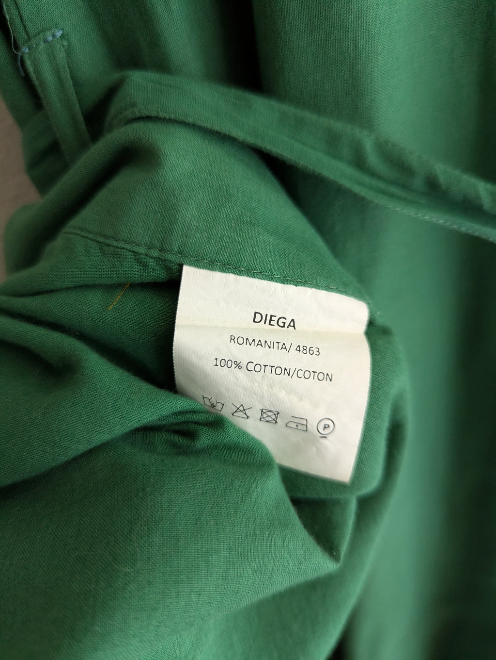 Diega Green Cotton Wrap Dress