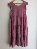 Leona Edmiston Rose Pink Tiered Linen Midi Dress