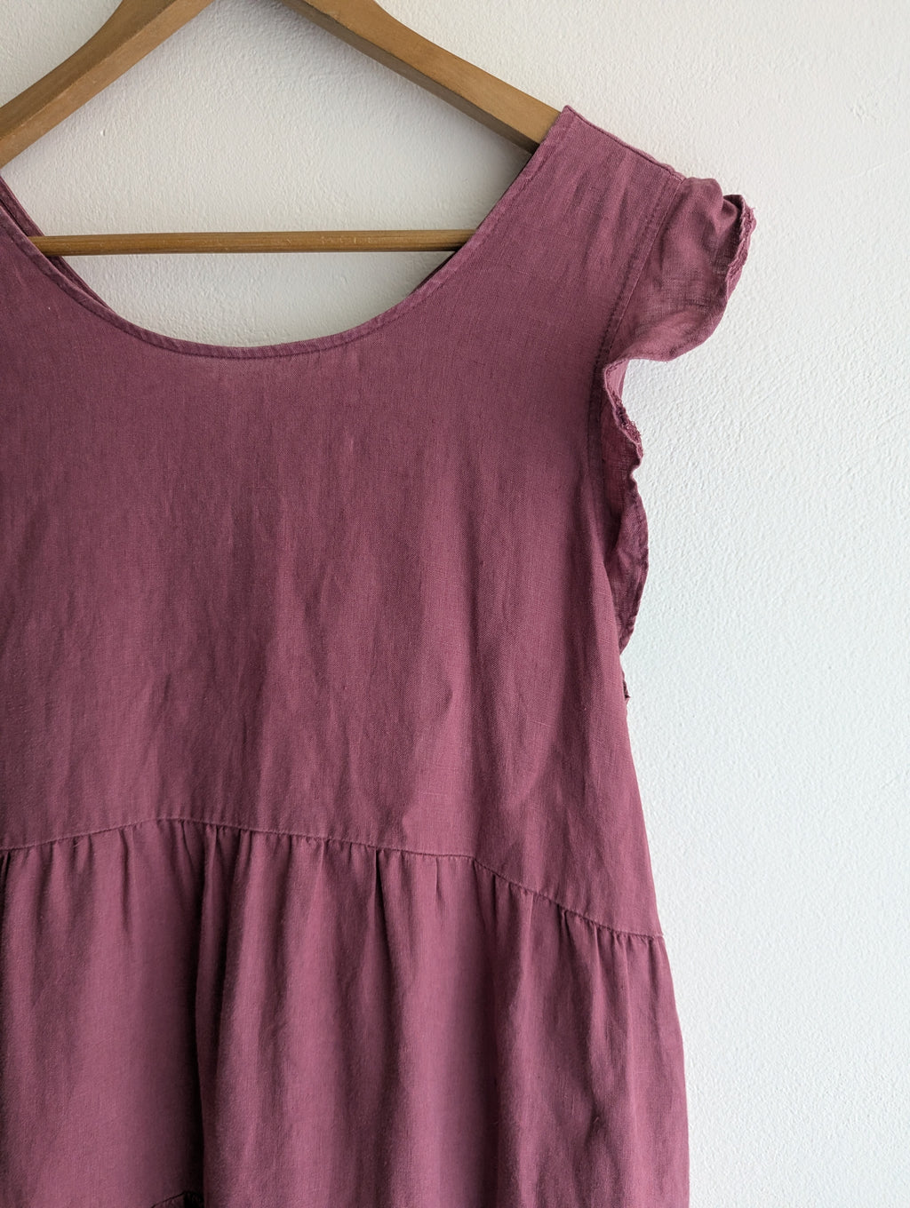 Leona Edmiston Rose Pink Tiered Linen Midi Dress