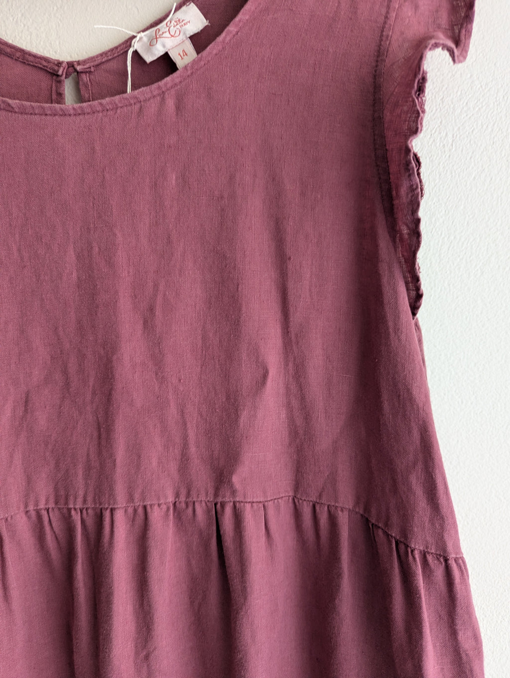 Leona Edmiston Rose Pink Tiered Linen Midi Dress
