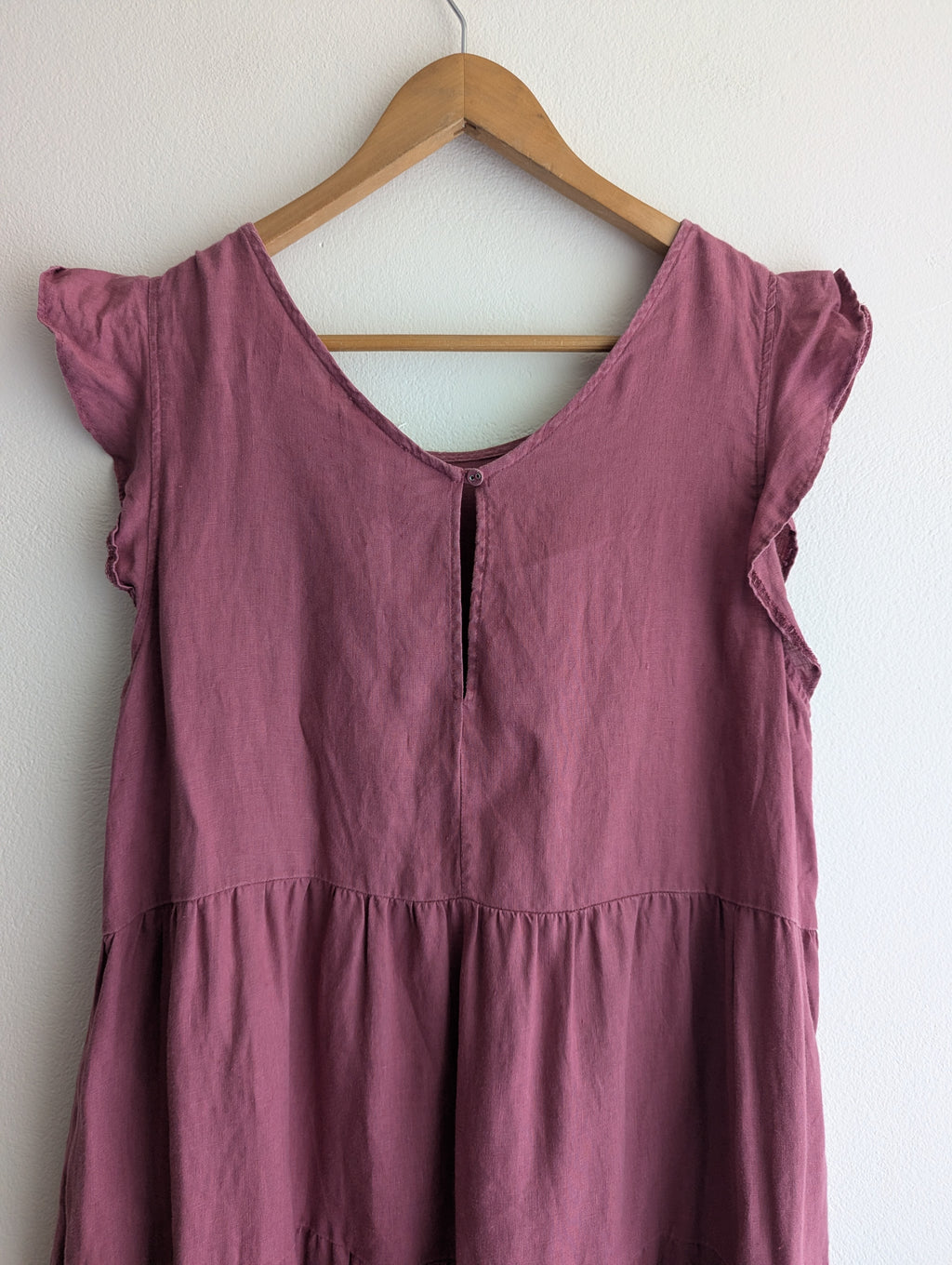 Leona Edmiston Rose Pink Tiered Linen Midi Dress