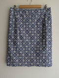Jacqui e Blue and White Geometric Print Skirt