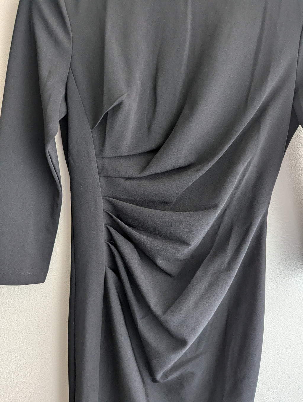 Forcast Black Ruched Midi Dress