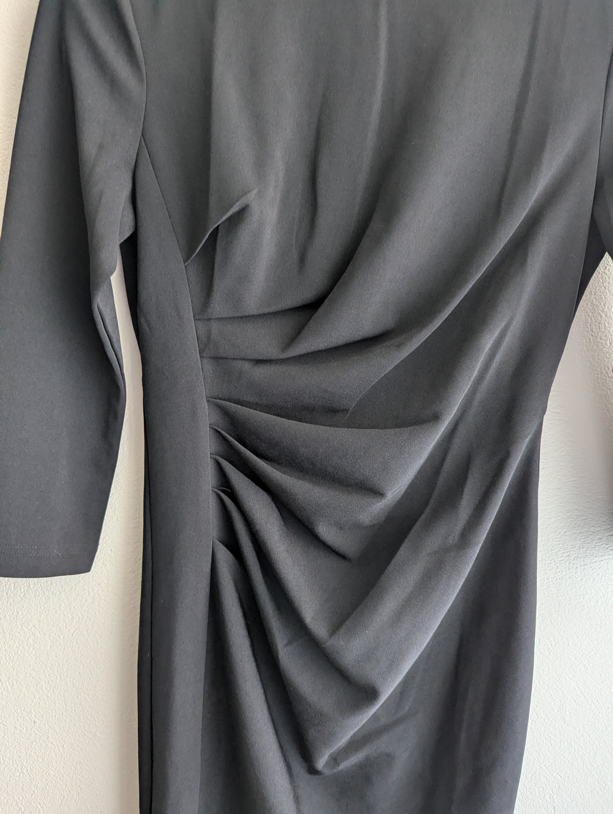 Forcast Black Ruched Midi Dress