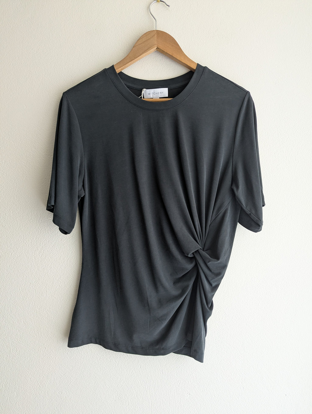 Witchery Charcoal Stretch Ruched Tee