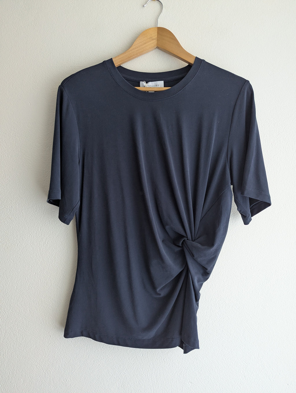 Witchery Navy Stretch Ruched Tee
