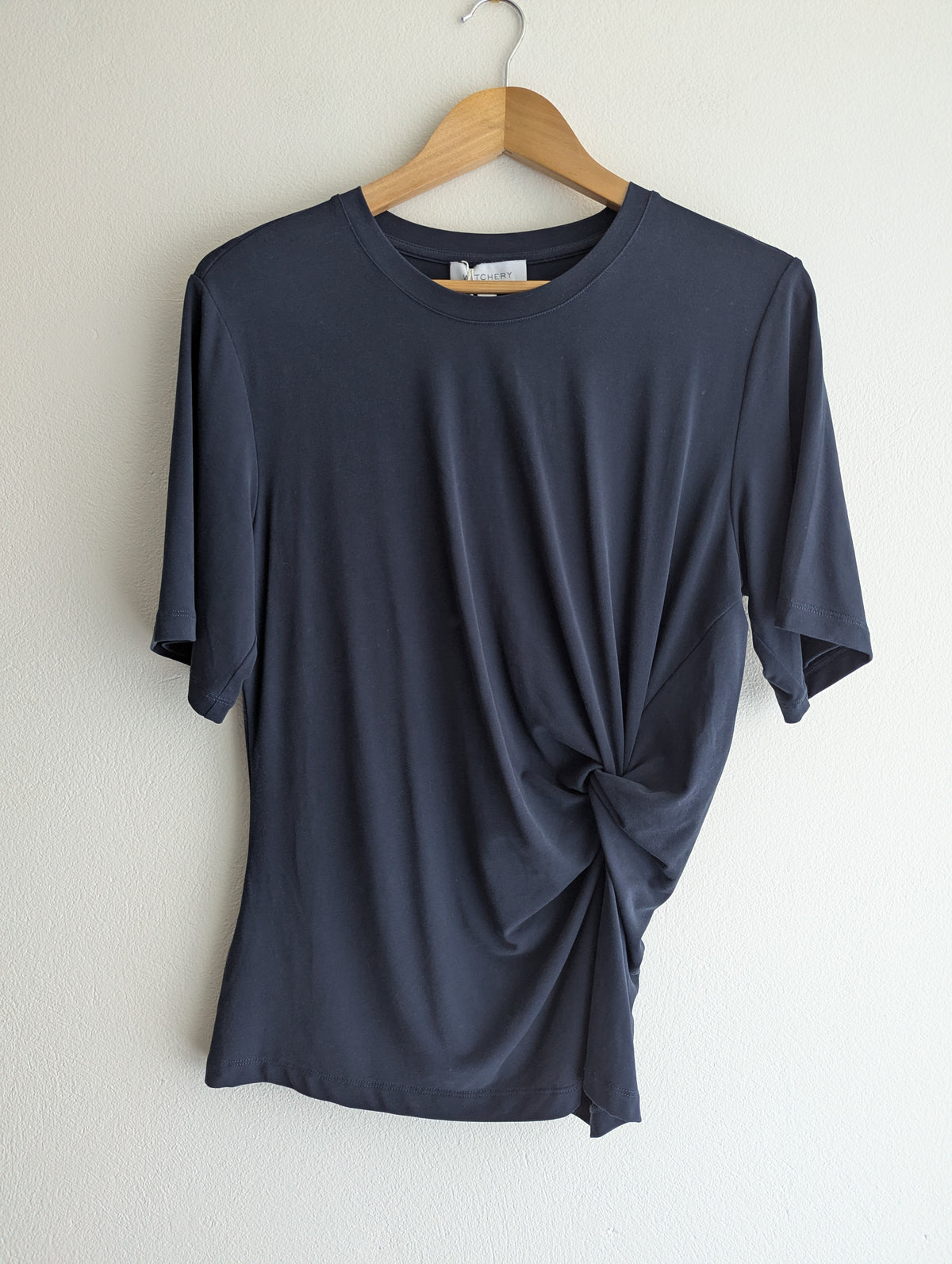 Witchery Navy Stretch Ruched Tee
