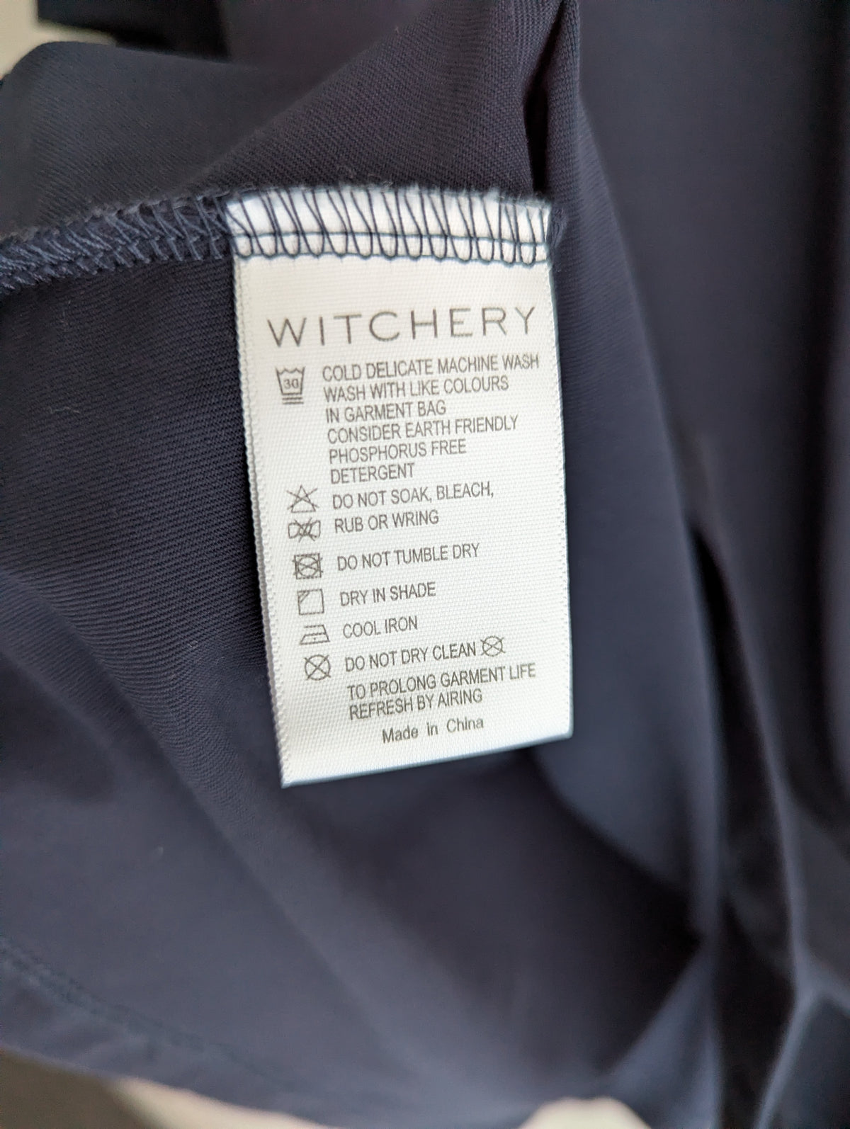 Witchery Navy Stretch Ruched Tee