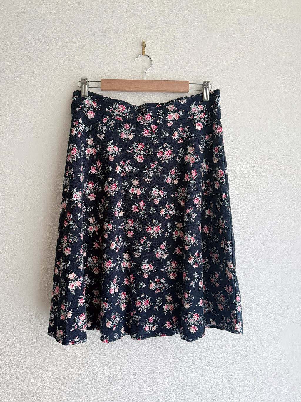 Review Navy Floral A-Line Skirt