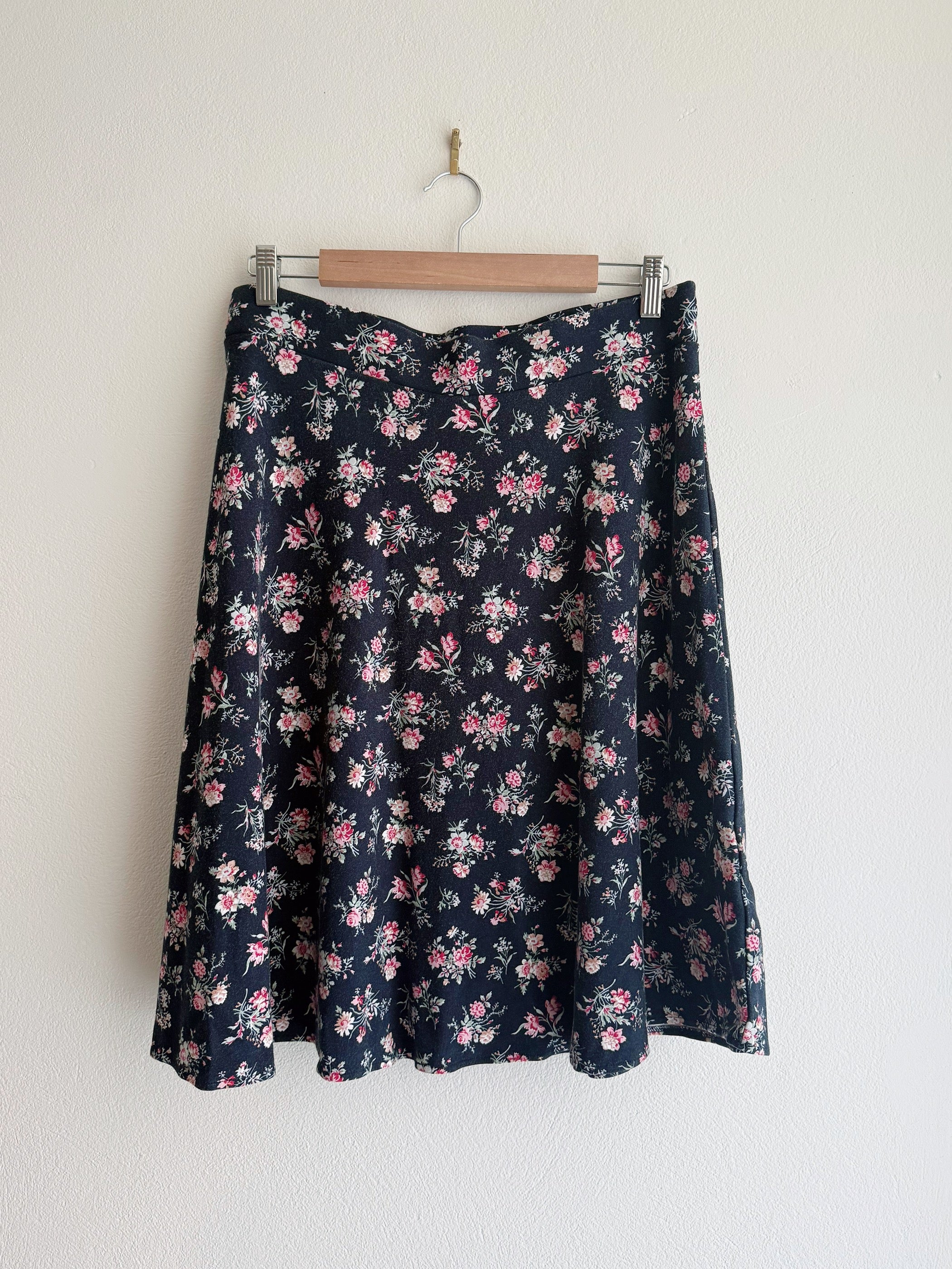 Review Navy Floral A-Line Skirt