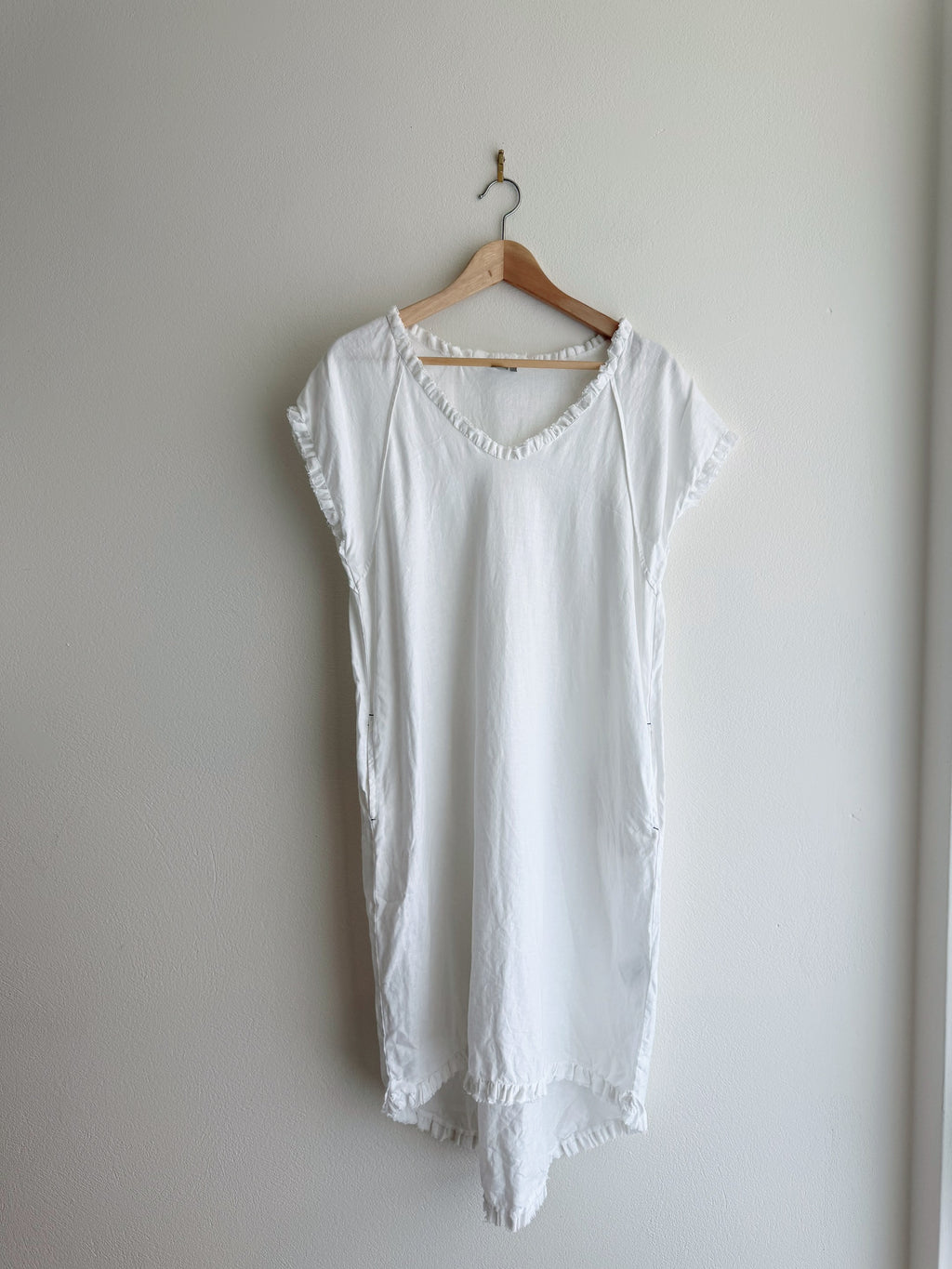 Madly Sweetly White Linen Shift Dress