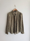 Cue Khaki Polka dot Satin Button-Down Shirt
