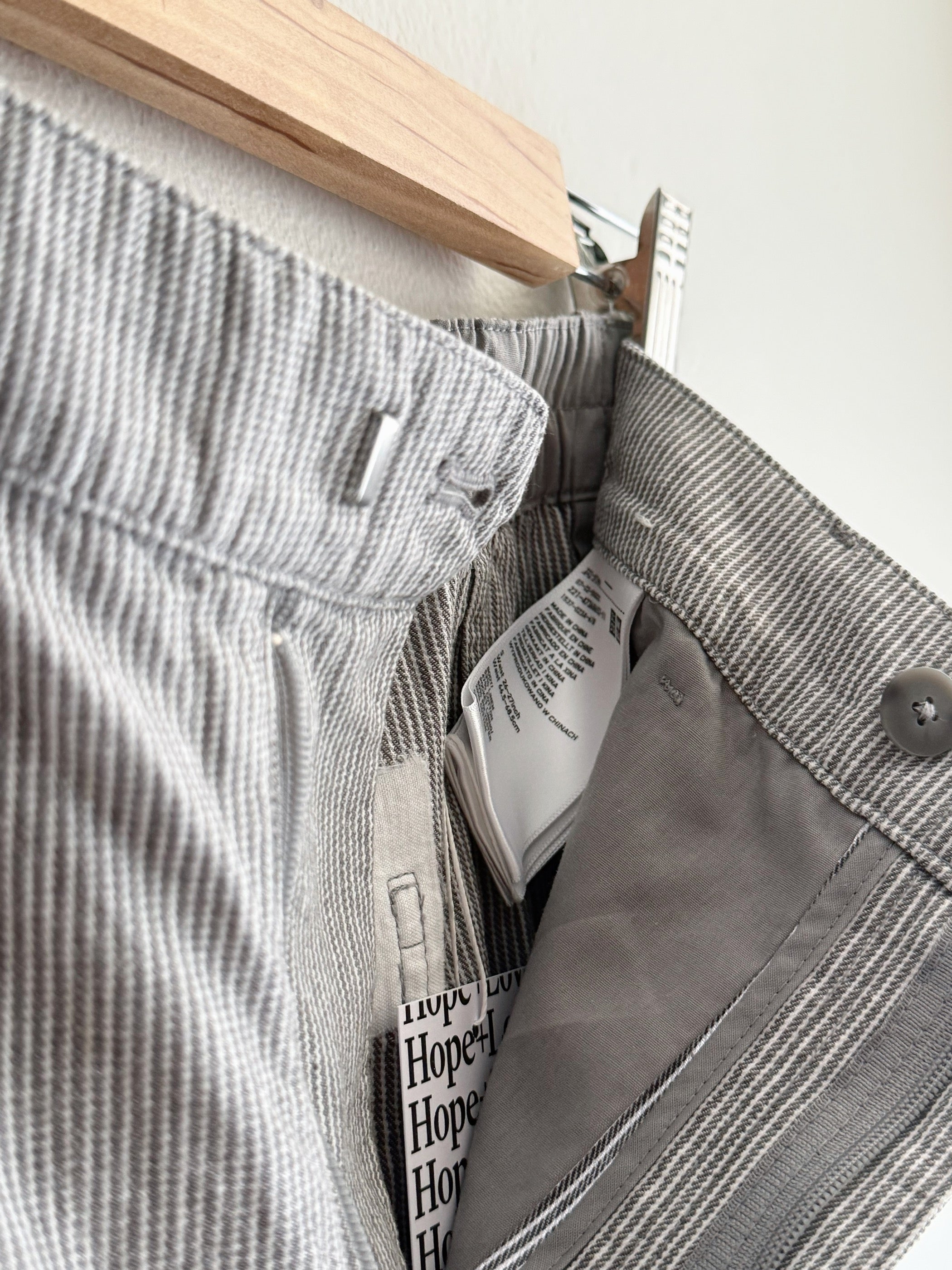 Uniqlo Grey Pinstripe Linen-Cotton Pants