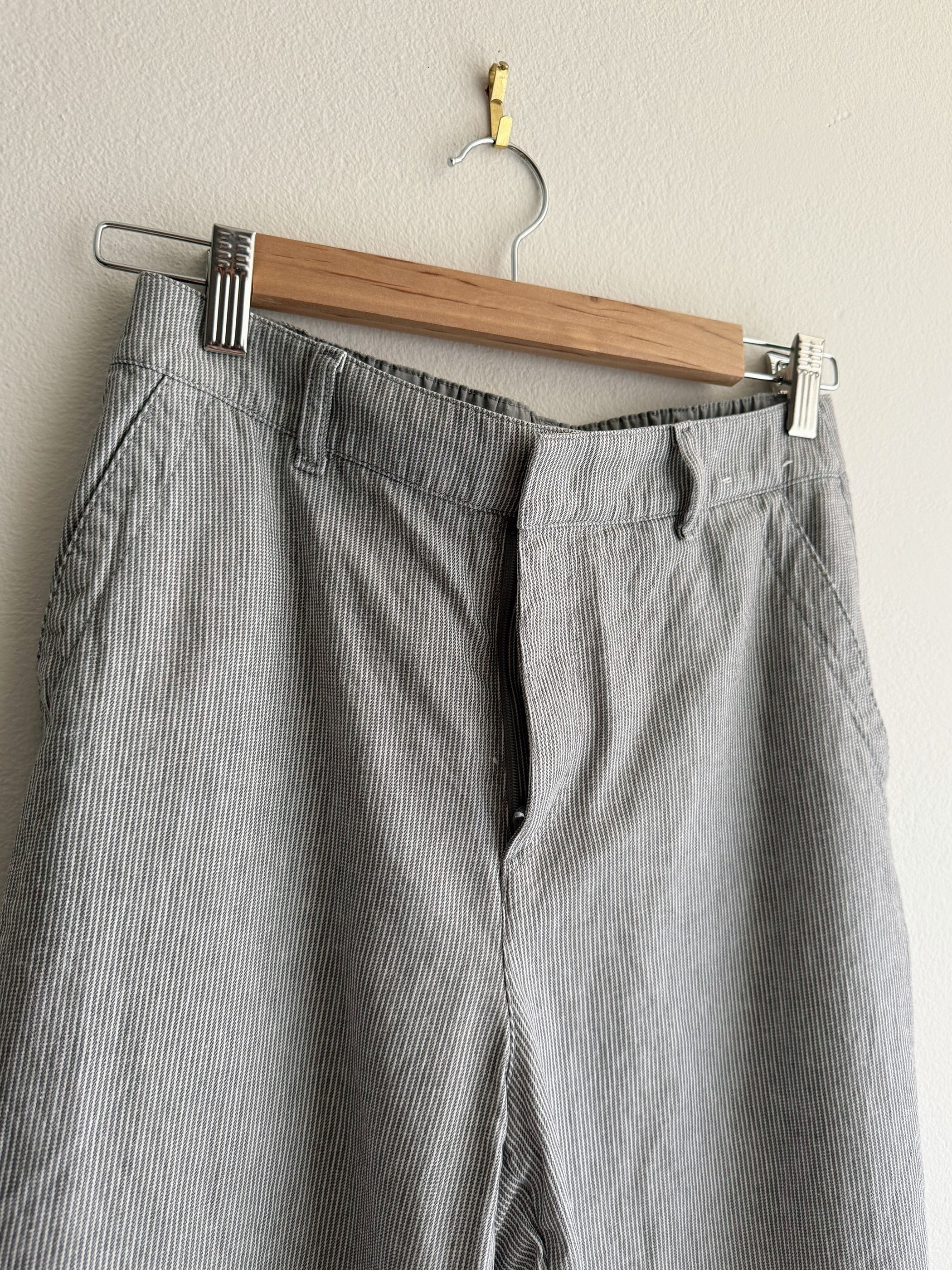 Uniqlo Grey Pinstripe Linen-Cotton Pants