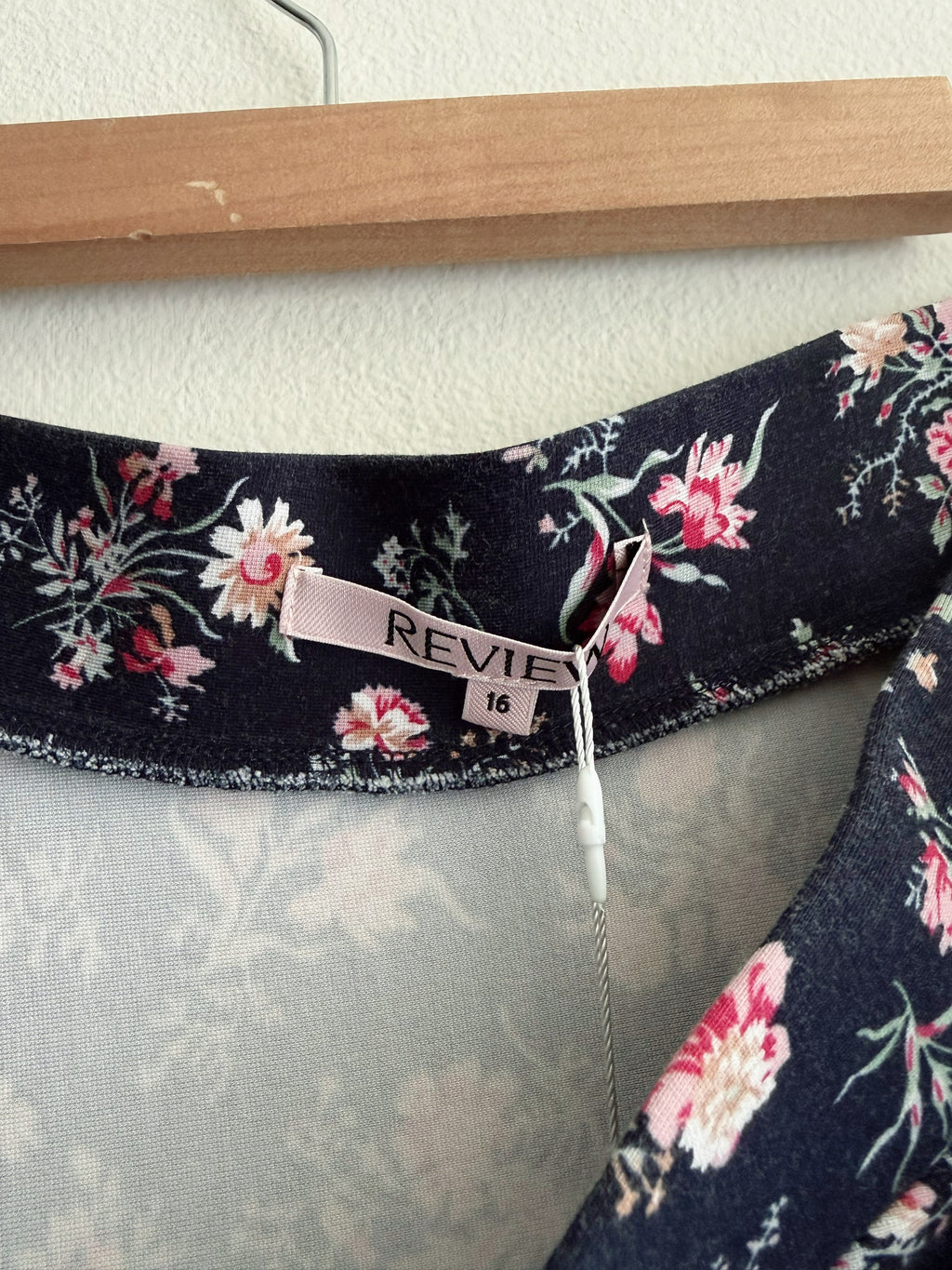 Review Navy Floral A-Line Skirt