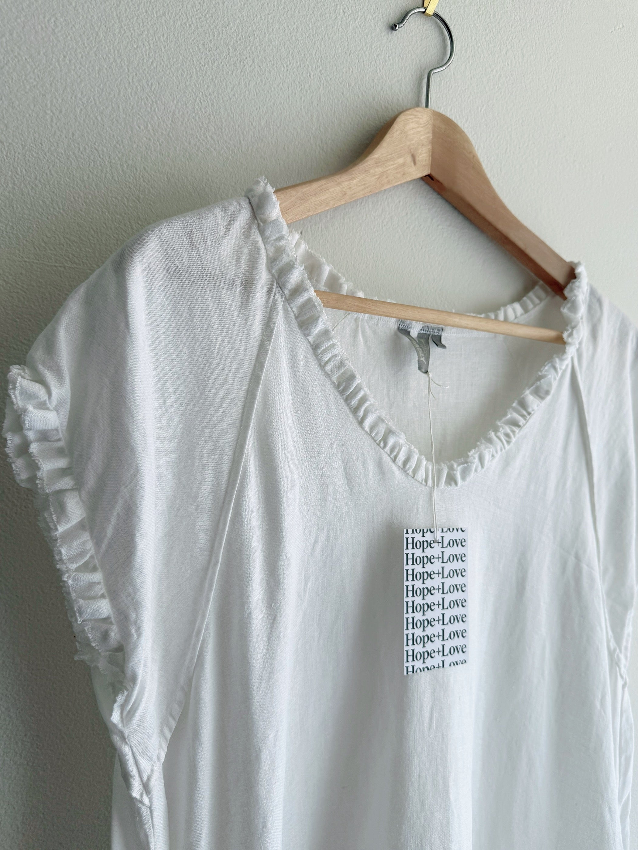 Madly Sweetly White Linen Shift Dress