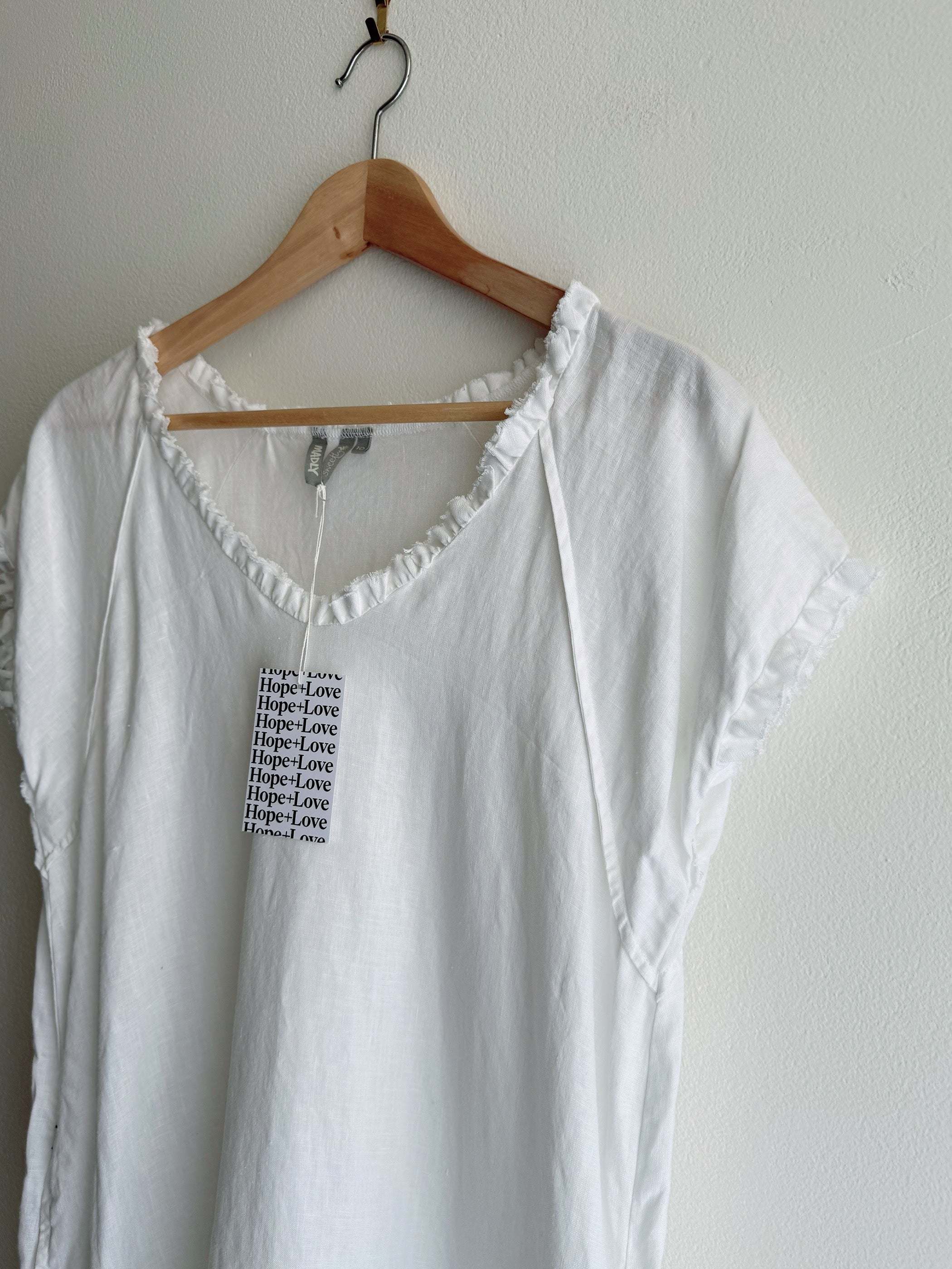 Madly Sweetly White Linen Shift Dress