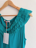 Review Teal Ruffle Top