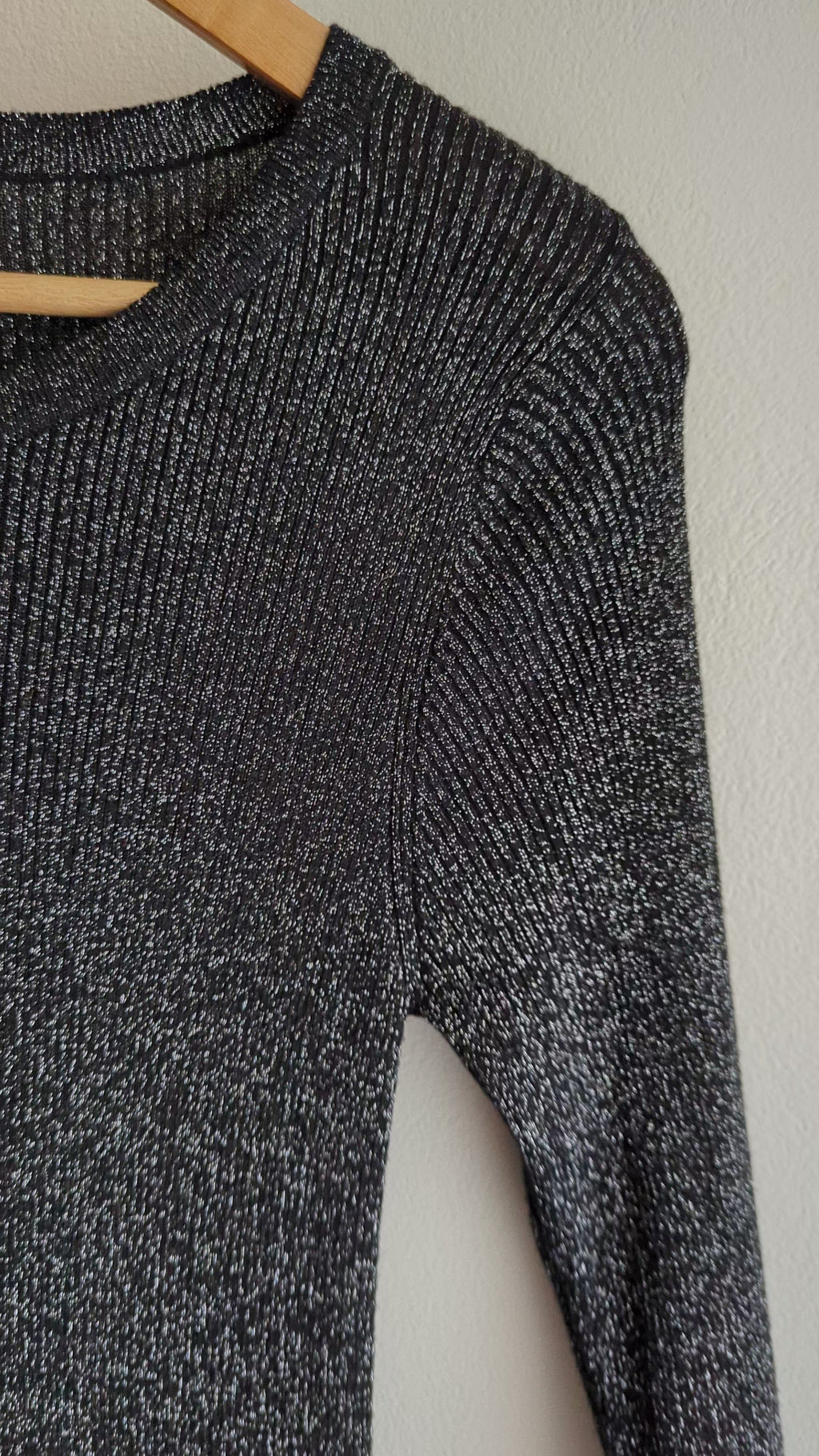 Table Eight Black and Silver Ribbed Bodycon Dress
