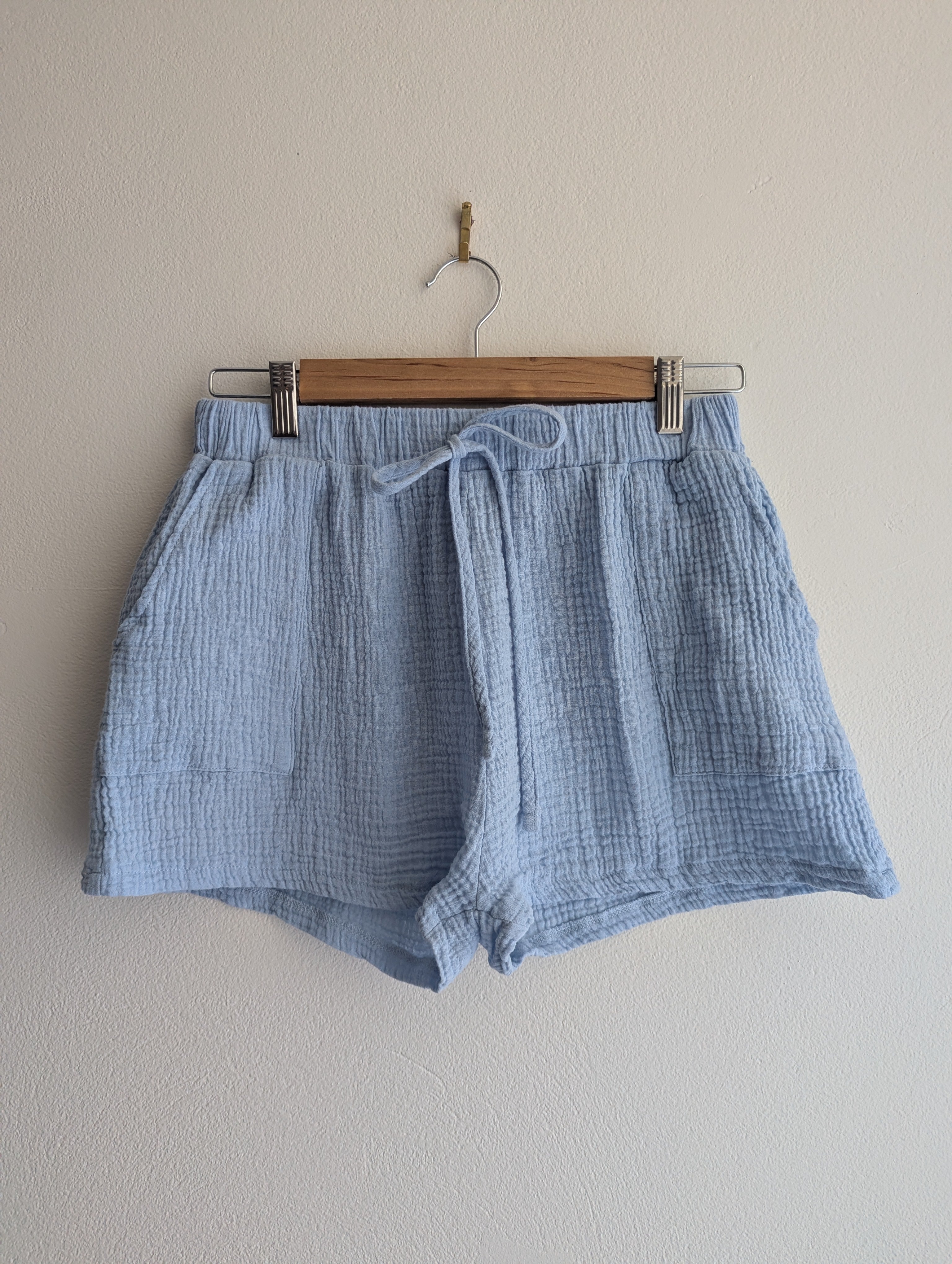 Baby Blue Cotton Gauze Shirt & Shorts co-ord set