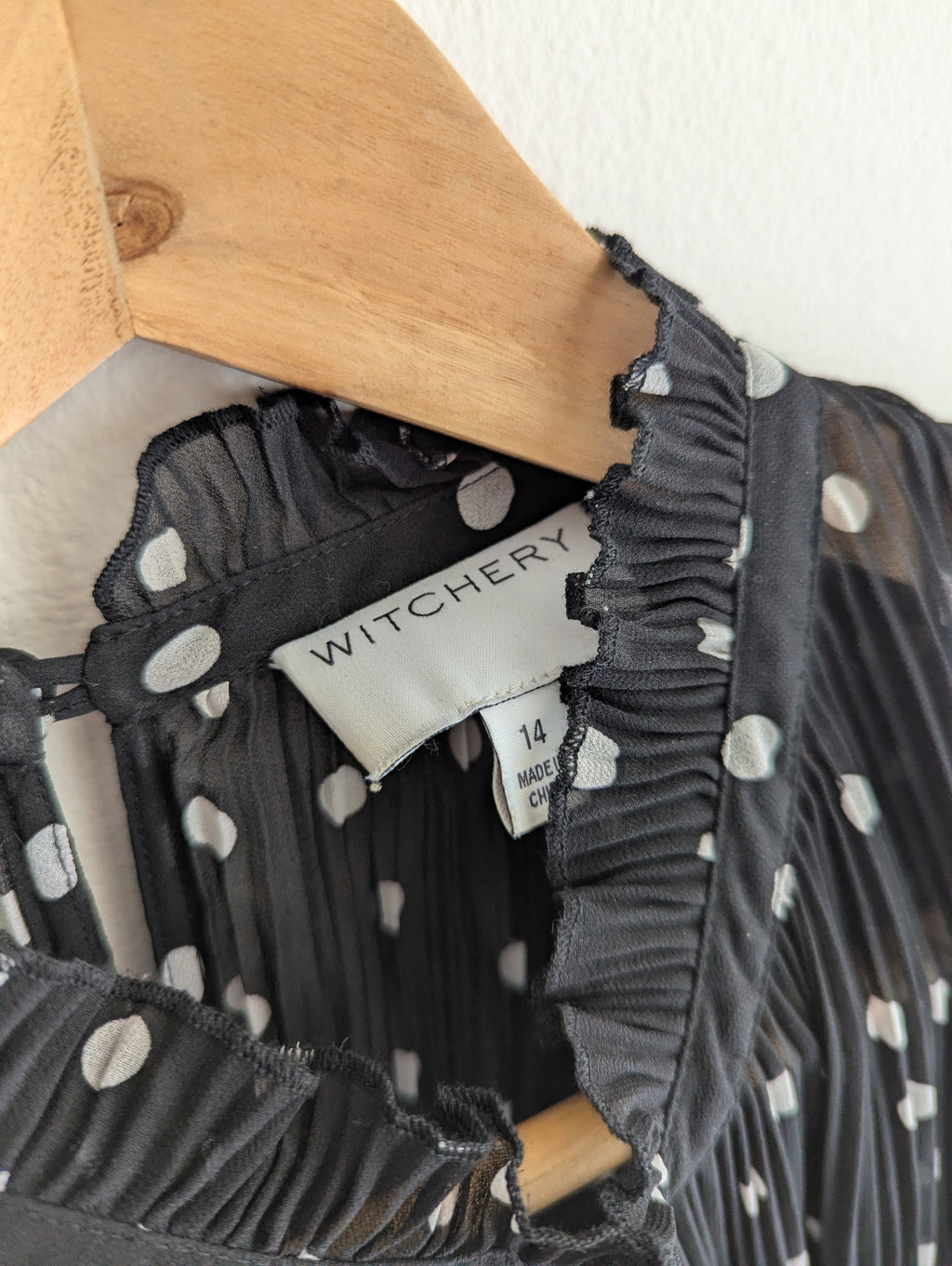 Witchery Pleated Polka Dot Blouse