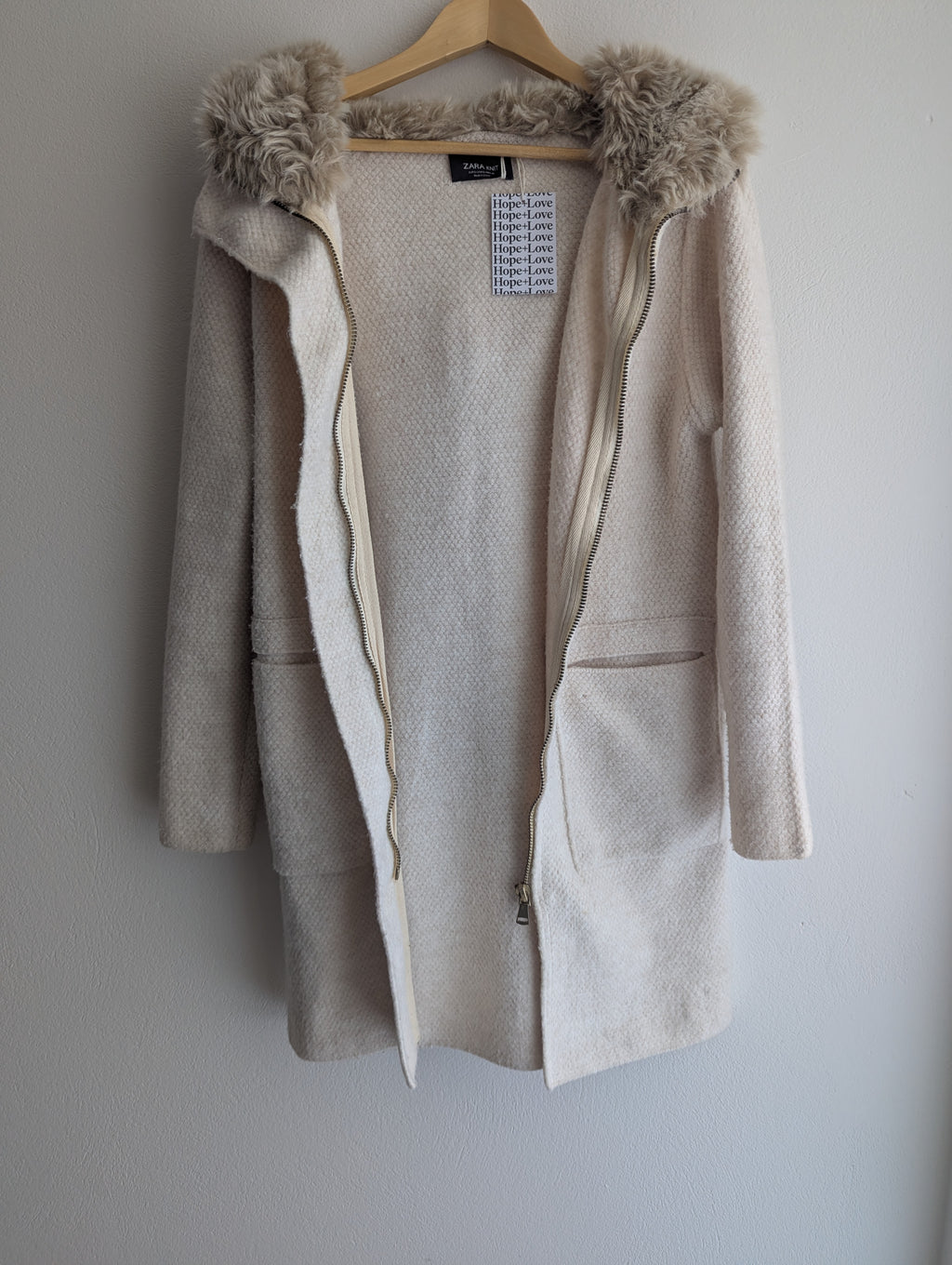 Zara Knit Cream Cardigan Coat