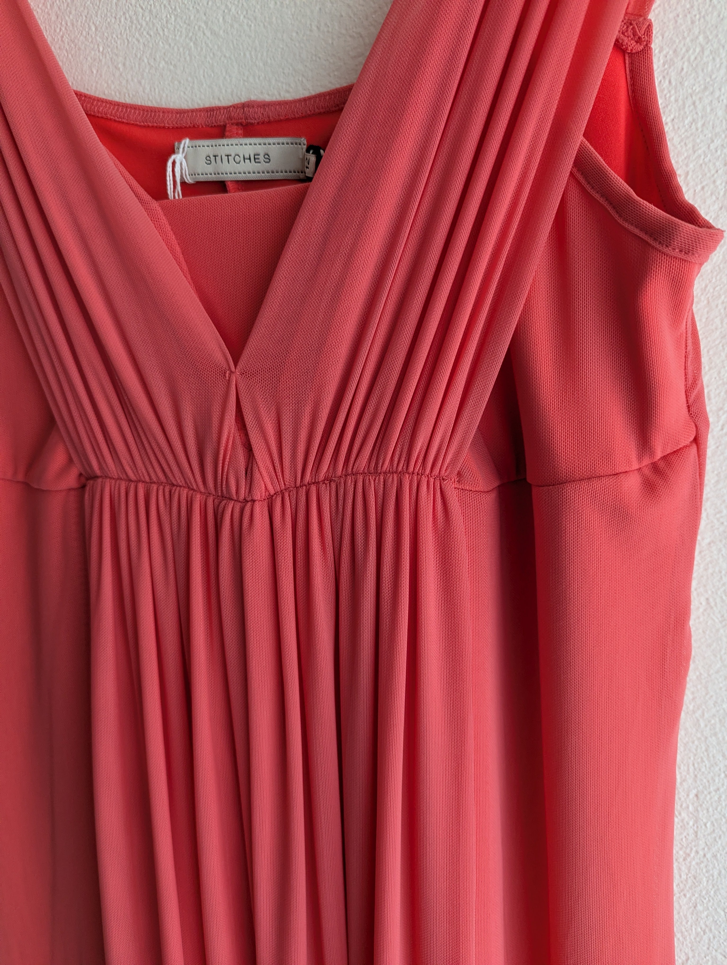 Stitches Coral Pink Midi Dress