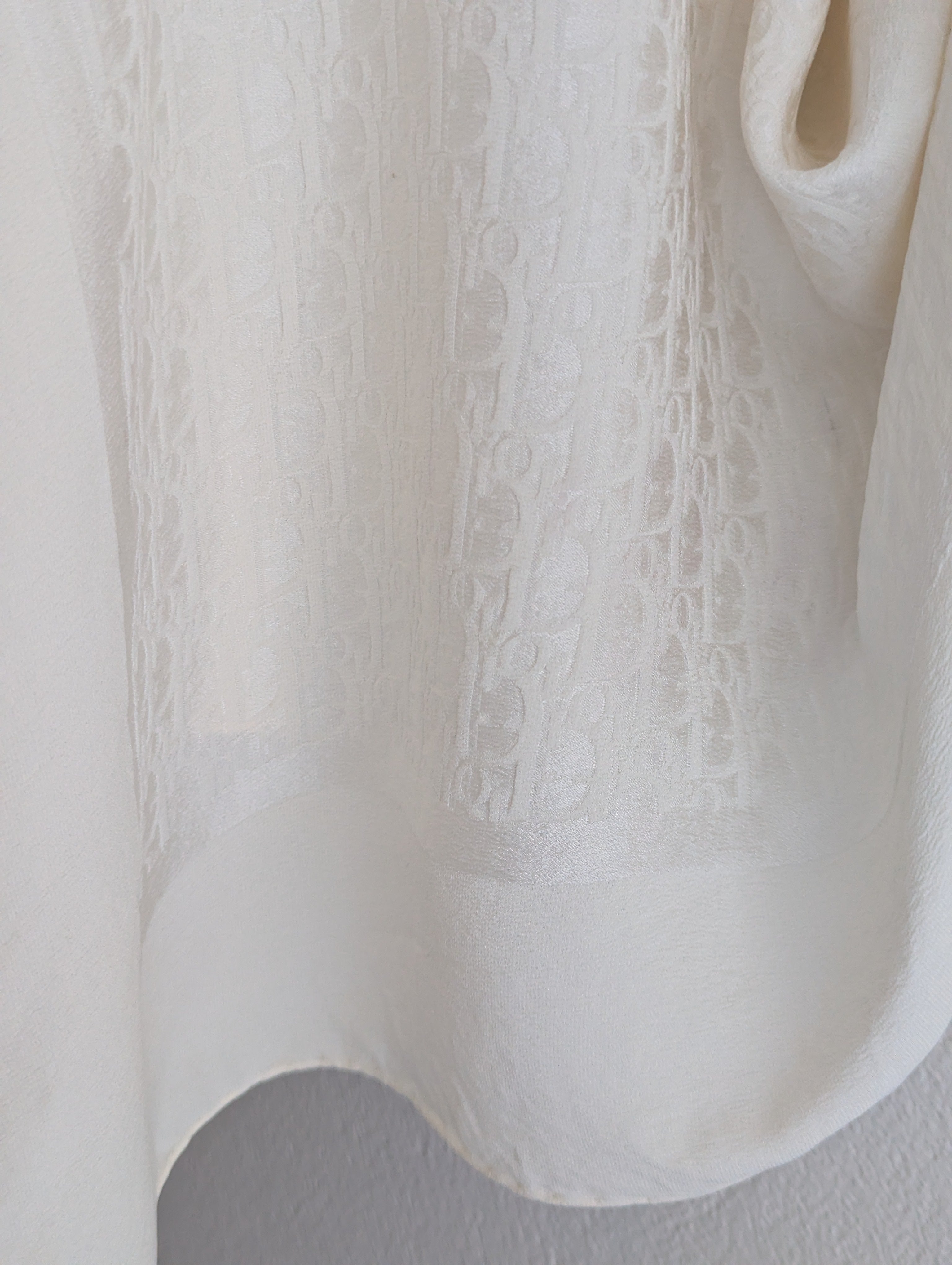 Christian Dior Cream Square Silk Scarf