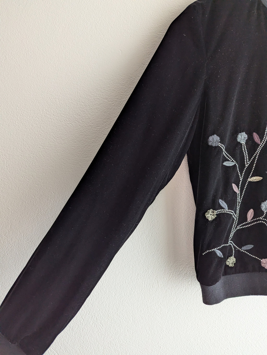 Esprit Embroidered Velour Bomber Jacket