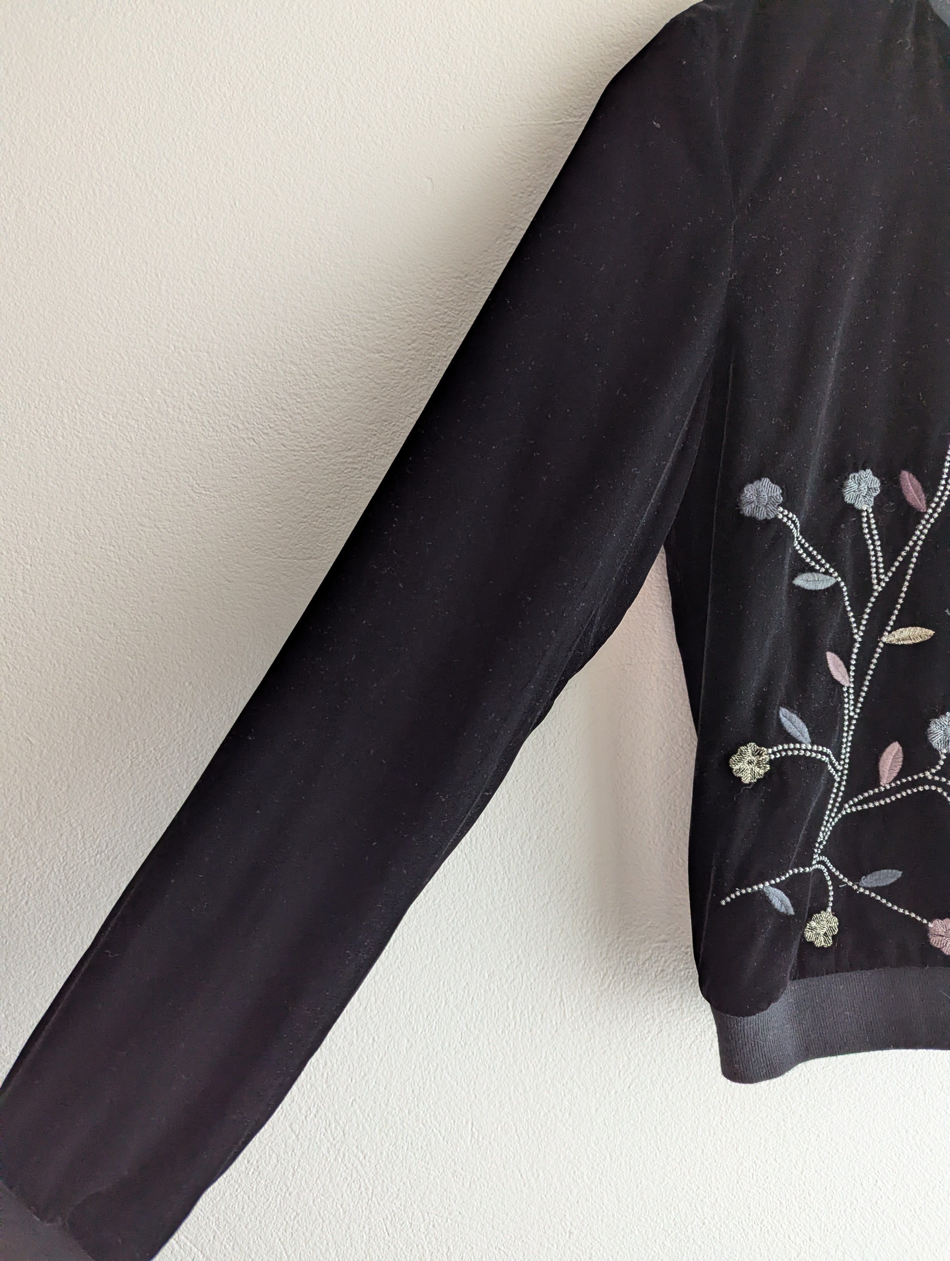 Esprit Embroidered Velour Bomber Jacket