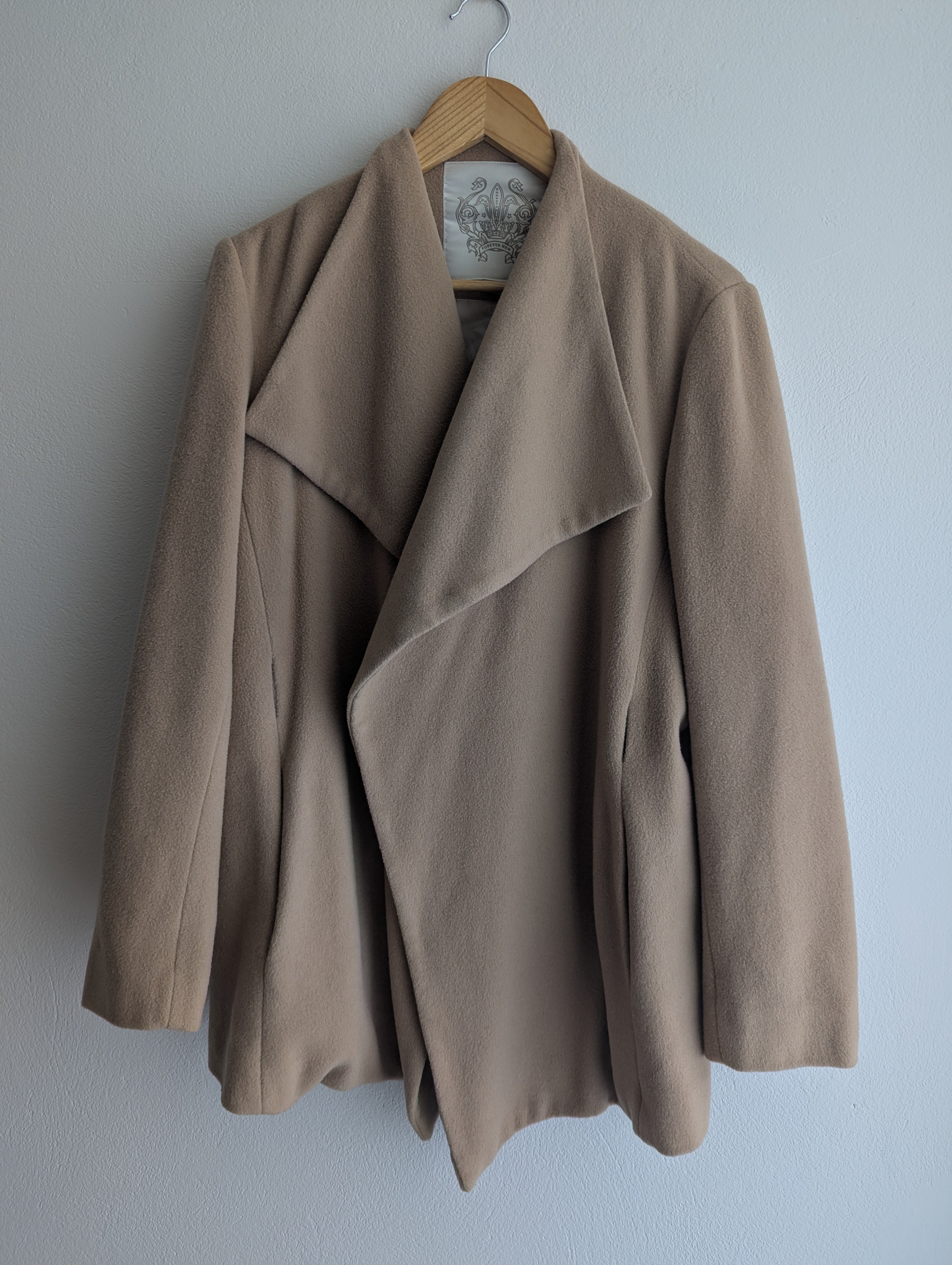 Forever New Camel Waterfall Wrap Coat