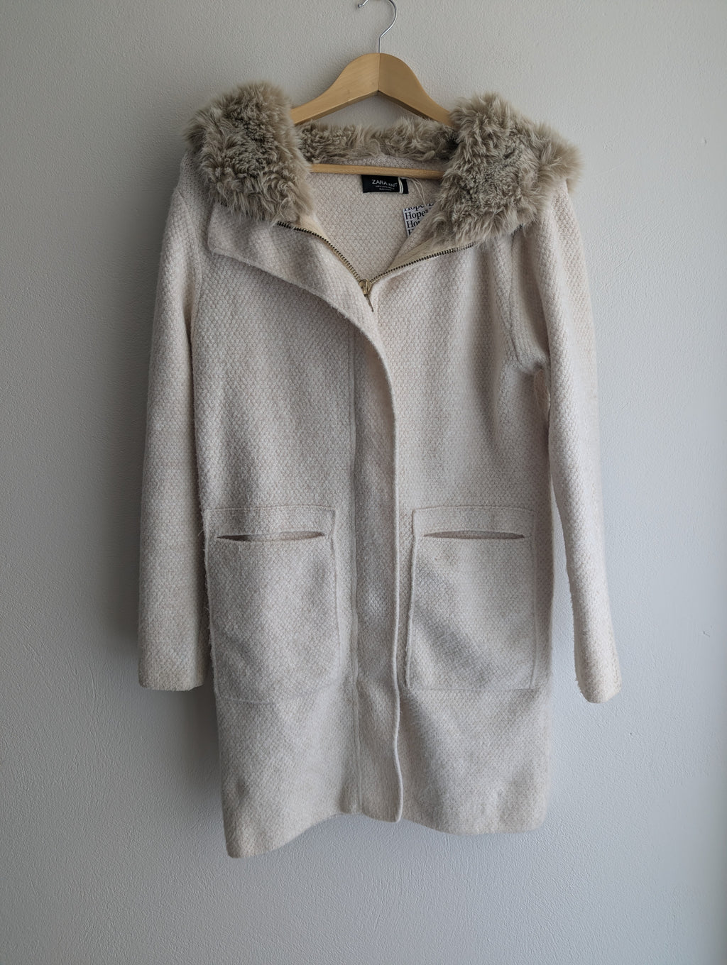 Zara Knit Cream Cardigan Coat