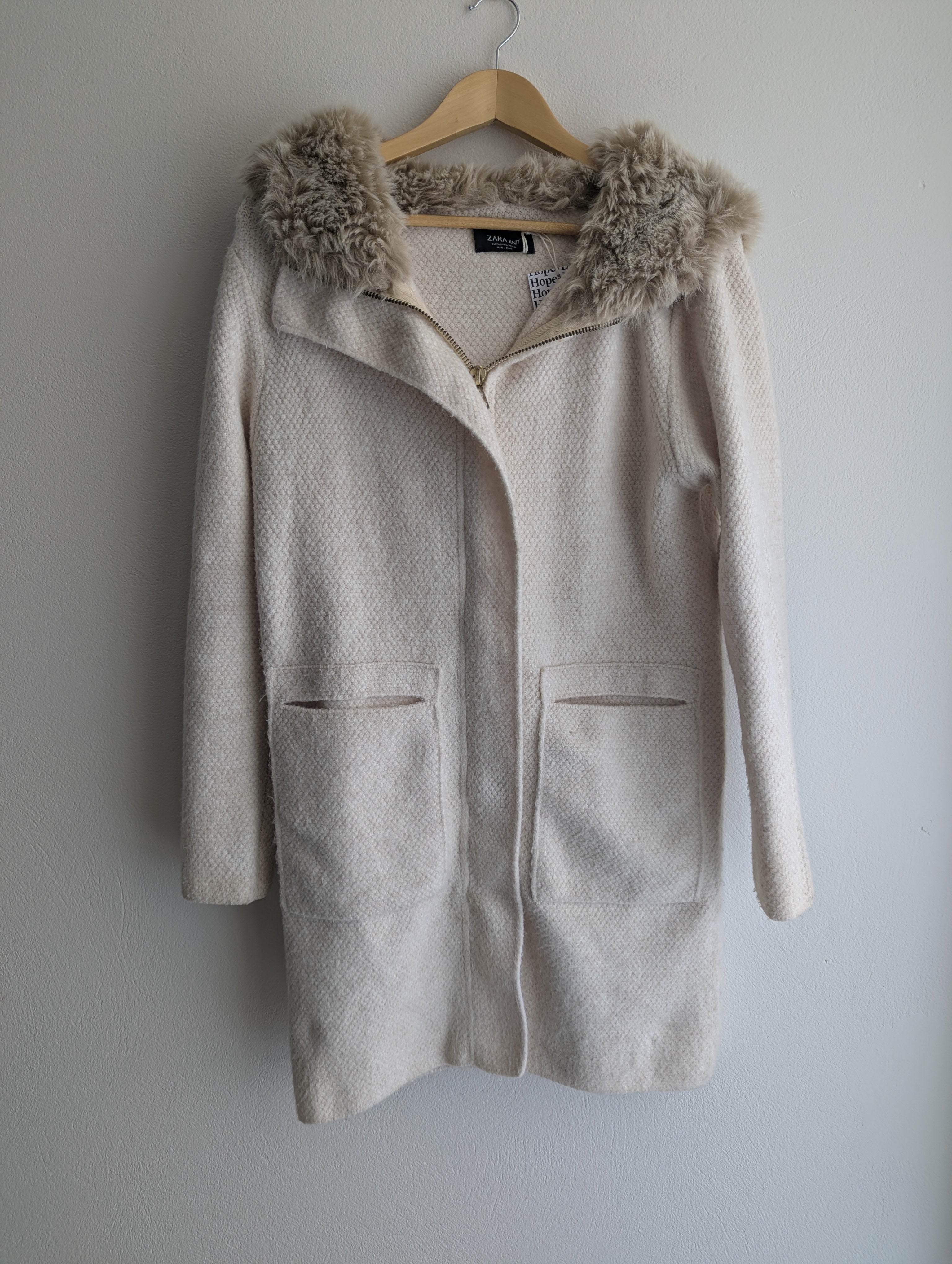 Zara Knit Cream Cardigan Coat