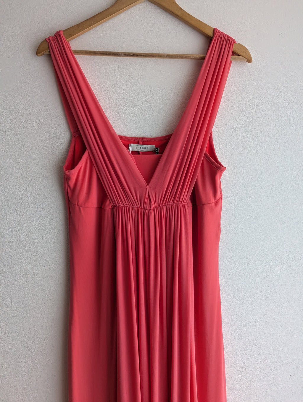 Stitches Coral Pink Midi Dress