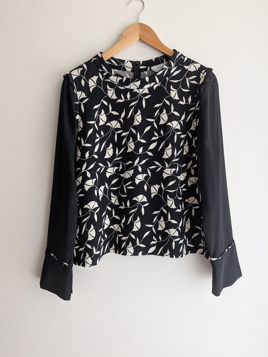 Veronika Maine Floral Sheer Sleeve Blouse