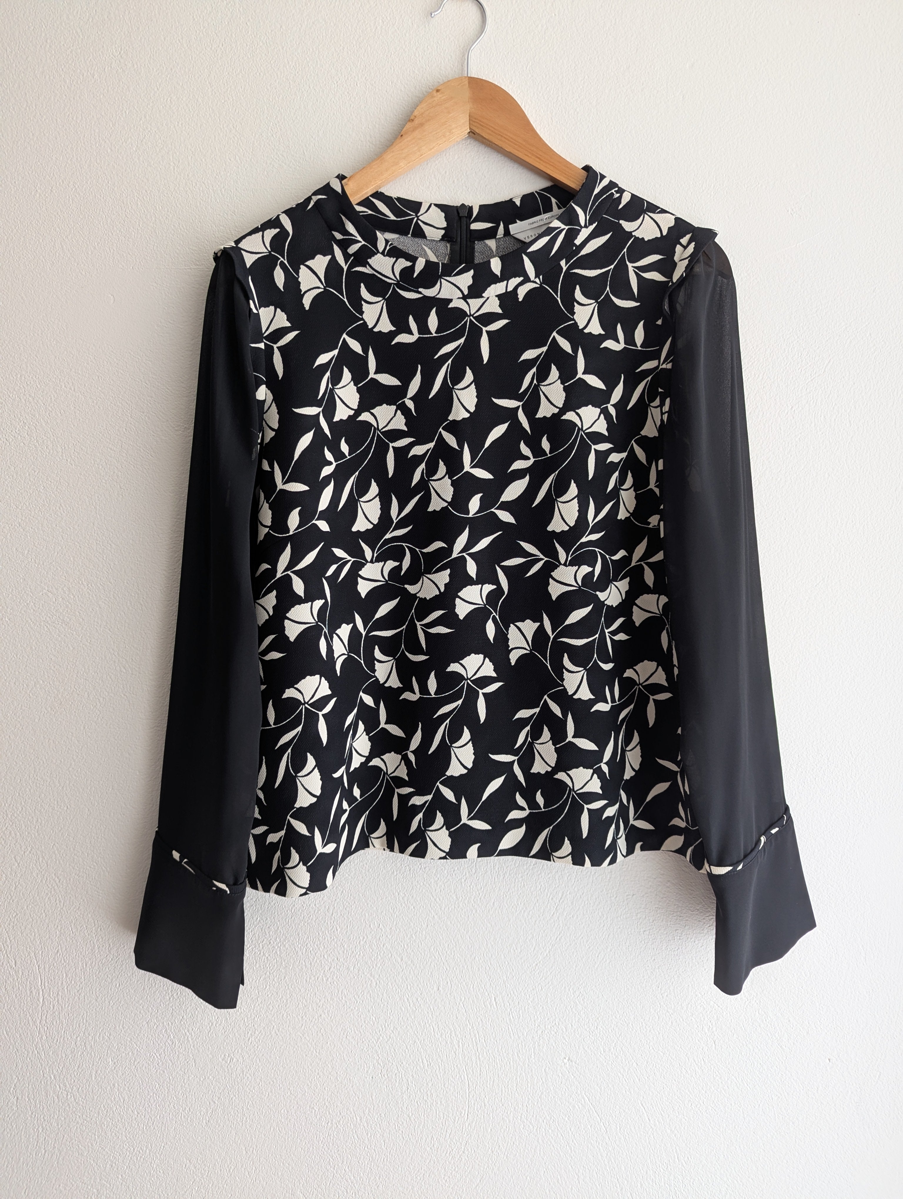 Veronika Maine Floral Sheer Sleeve Blouse