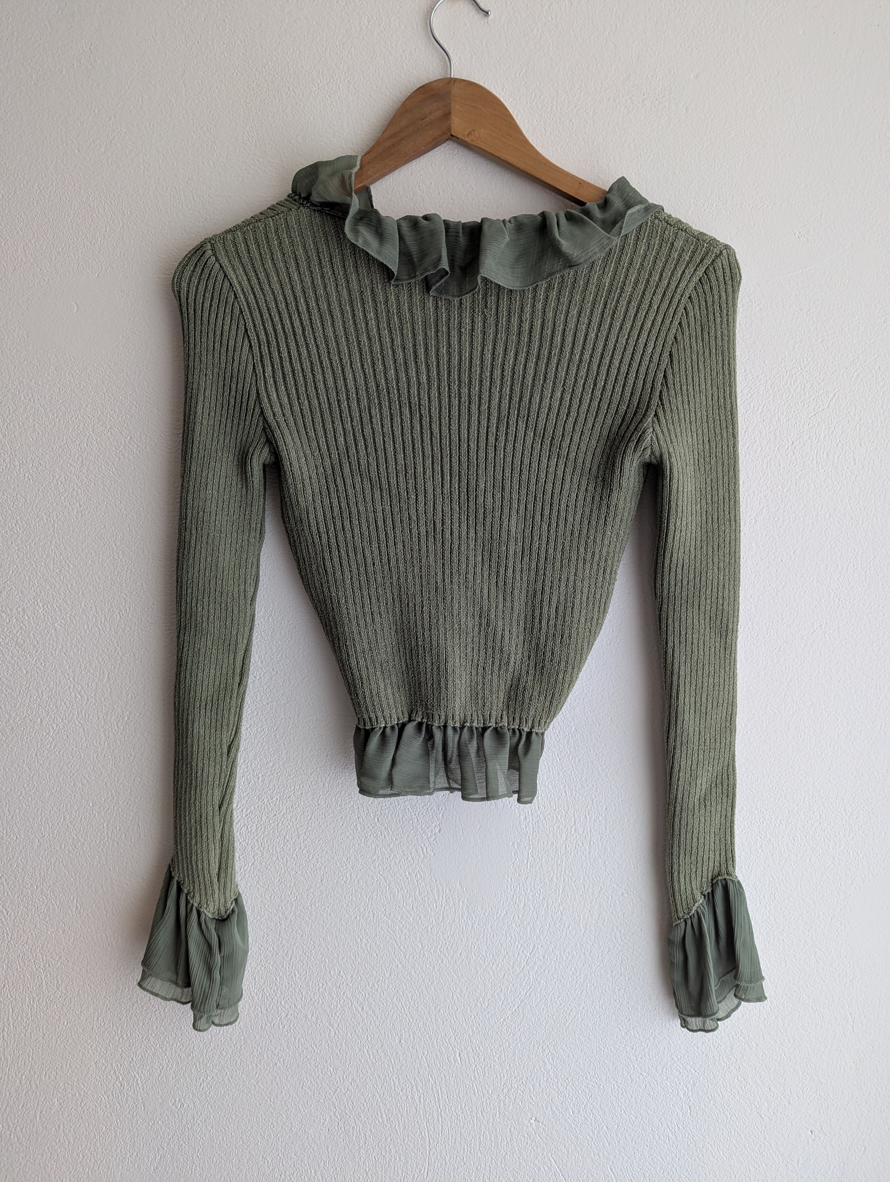 Zara Ribbed Knit Tie-Up Cardigan