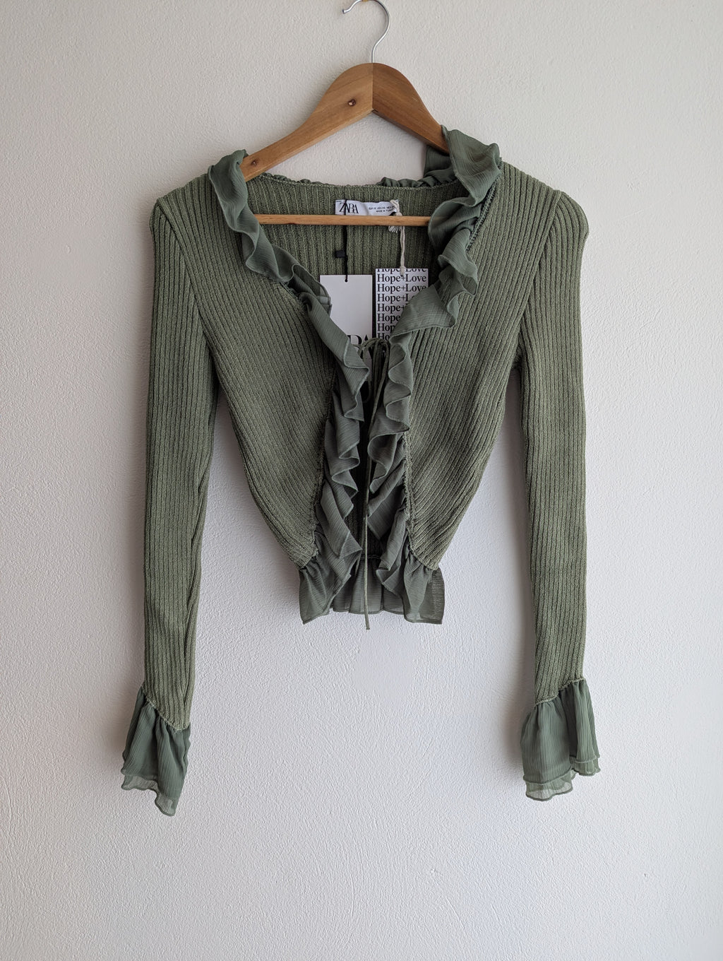 Zara Ribbed Knit Tie-Up Cardigan