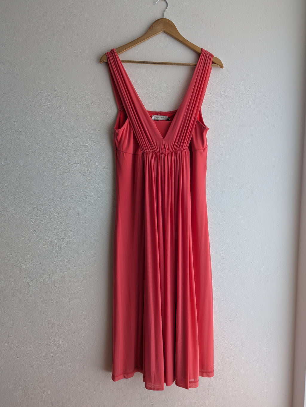 Stitches Coral Pink Midi Dress