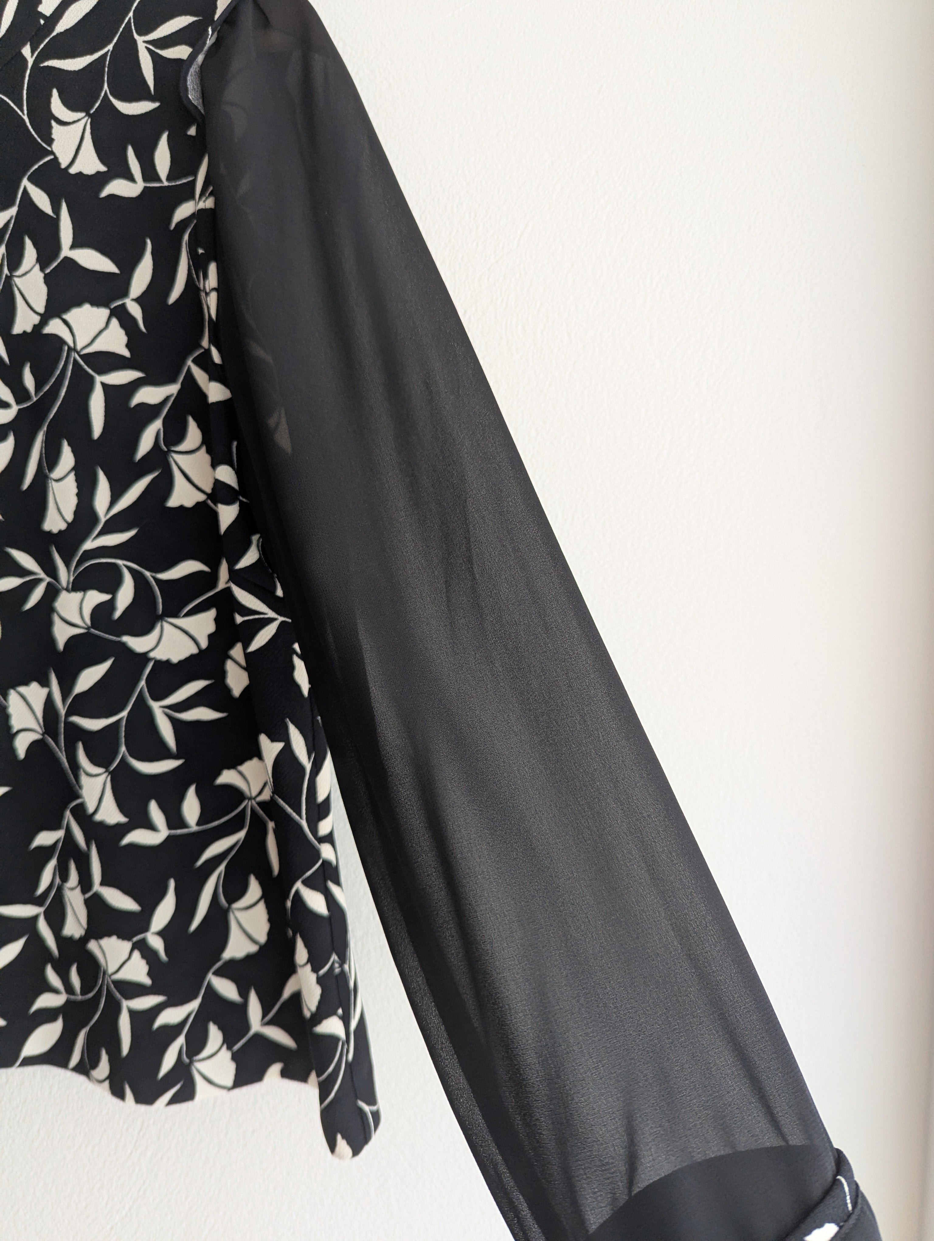 Veronika Maine Floral Sheer Sleeve Blouse