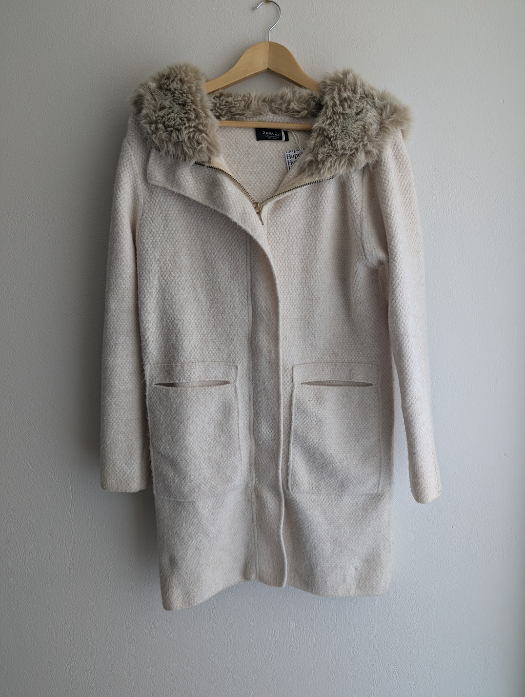Zara Knit Cream Cardigan Coat