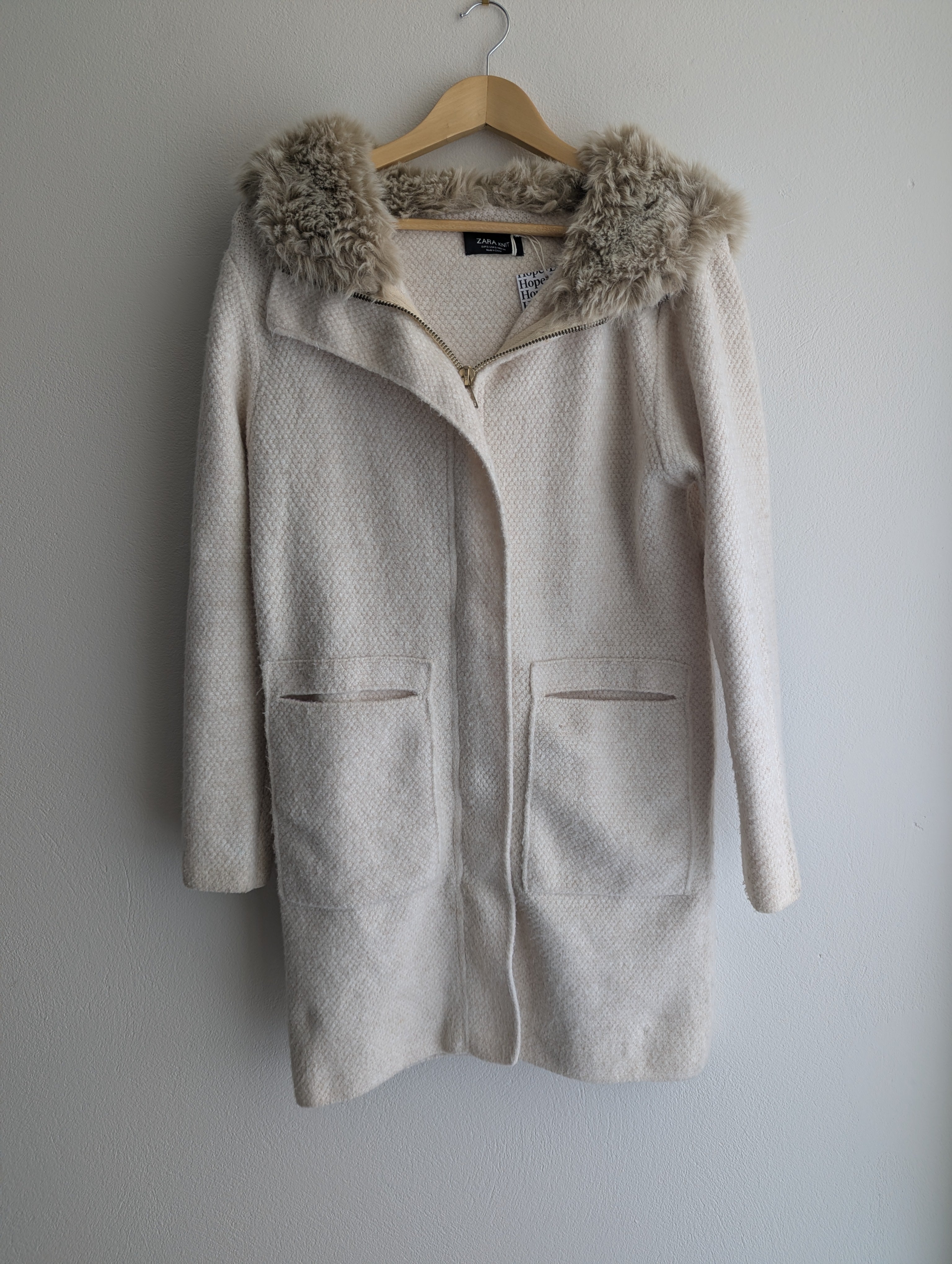 Zara Knit Cream Cardigan Coat