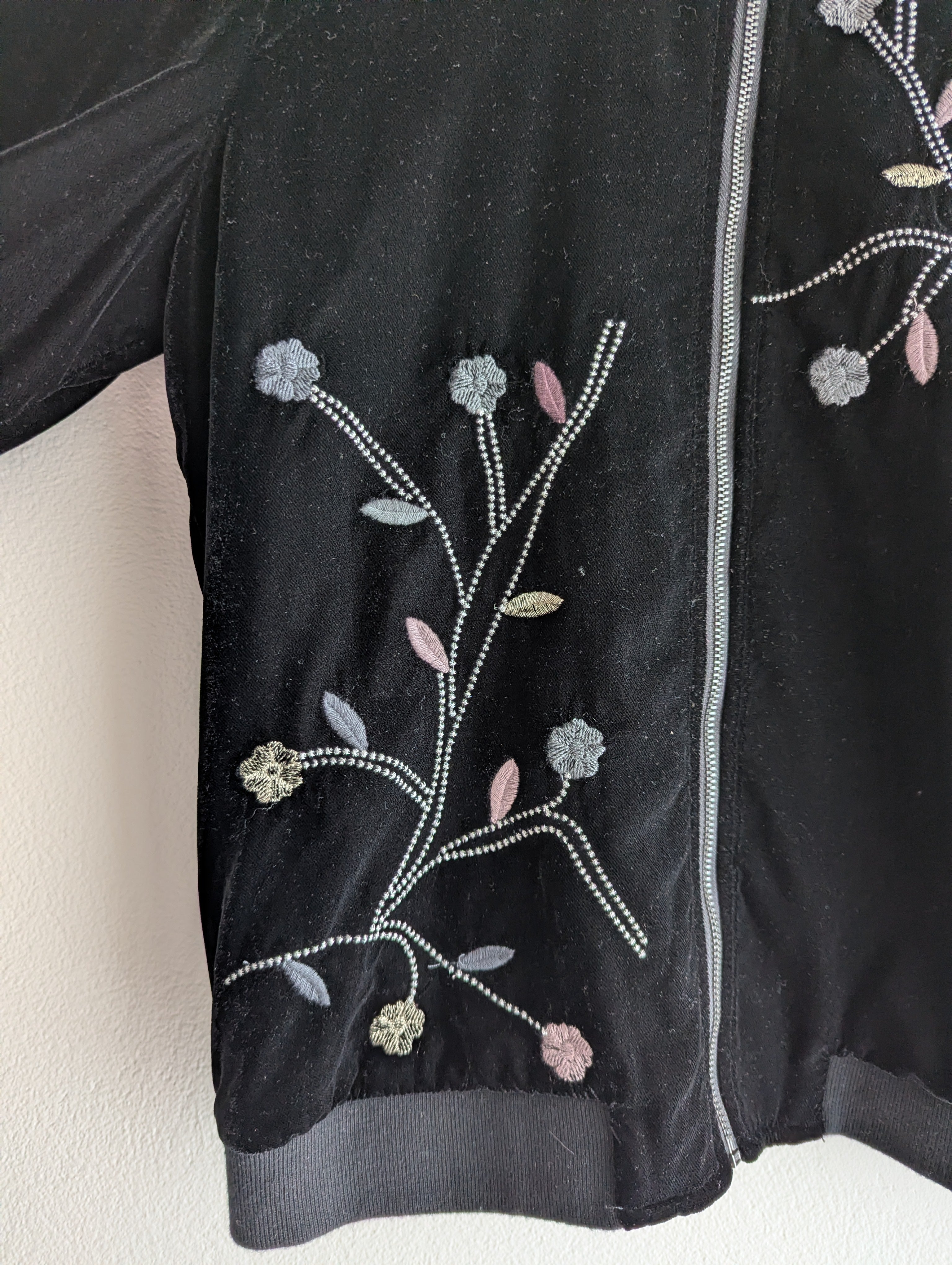 Esprit Embroidered Velour Bomber Jacket