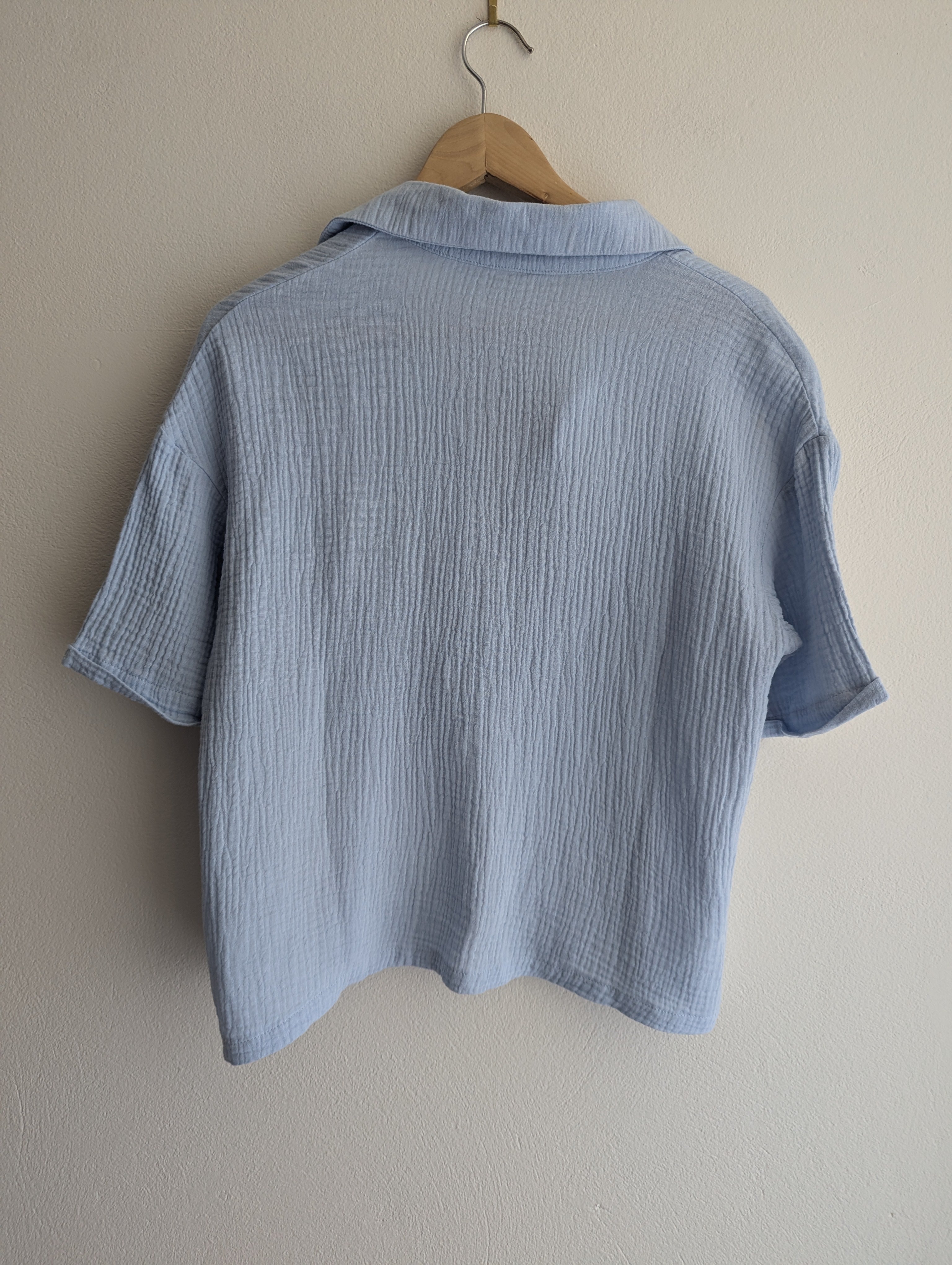 Baby Blue Cotton Gauze Shirt & Shorts co-ord set