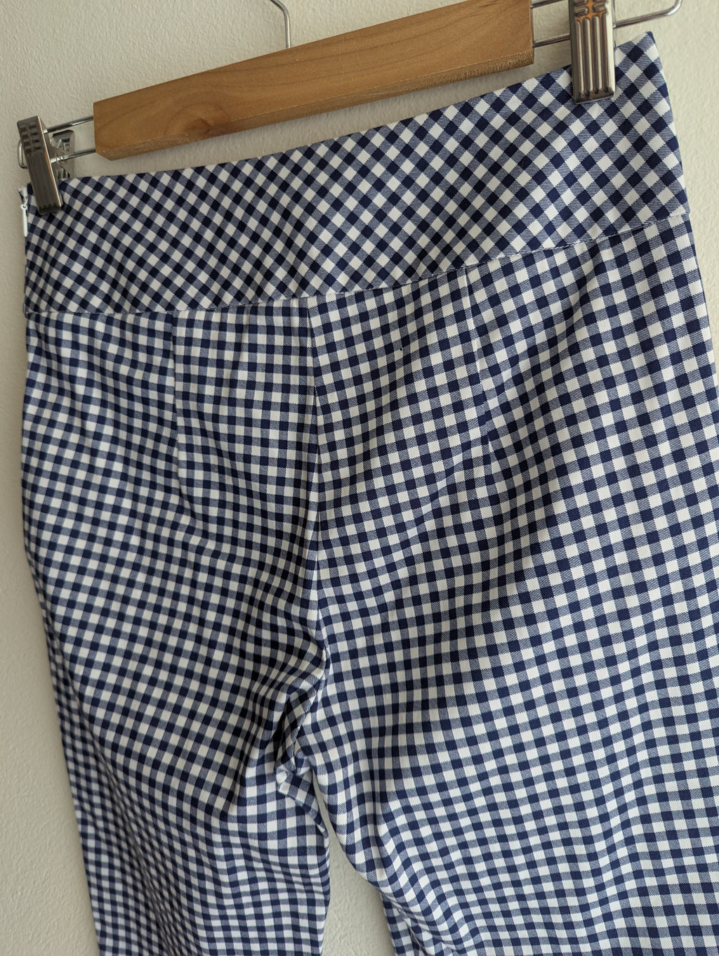 Review blue and white gingham cigarette pants