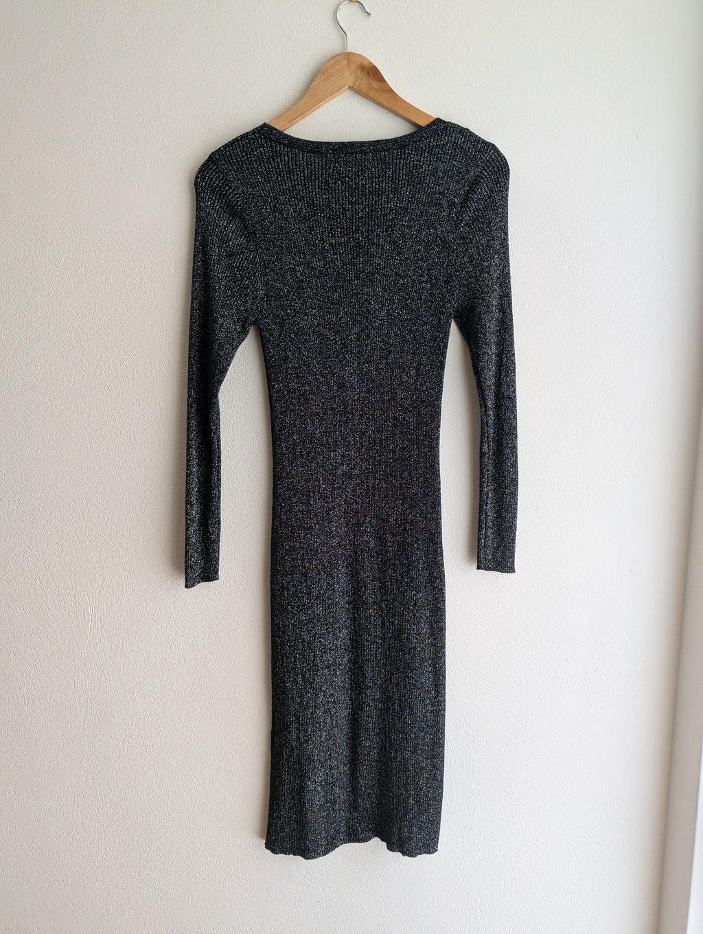 Table Eight Black and Silver Ribbed Bodycon Dress