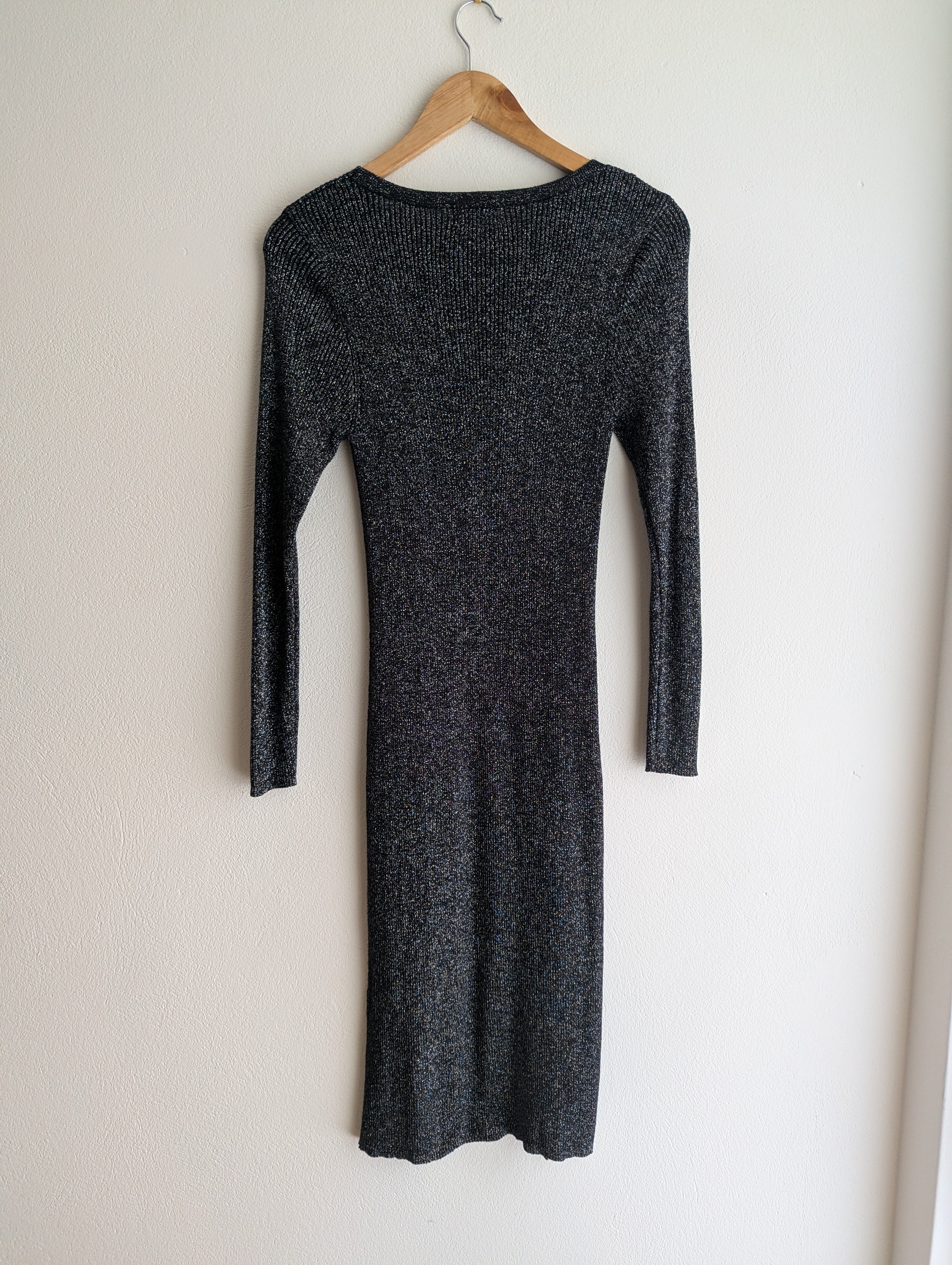 Table Eight Black and Silver Ribbed Bodycon Dress