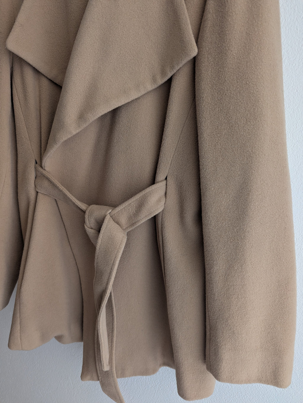Forever New Camel Waterfall Wrap Coat