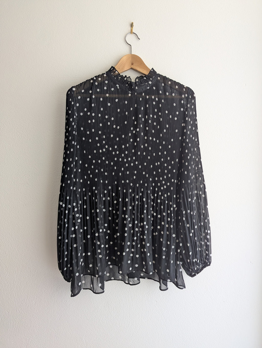 Witchery Pleated Polka Dot Blouse